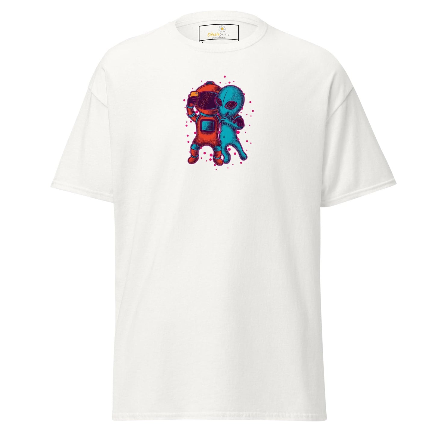 Unisex classic t-shirt - ASTRONAUT ALIEN SELFIE - REGULAR - White / S
