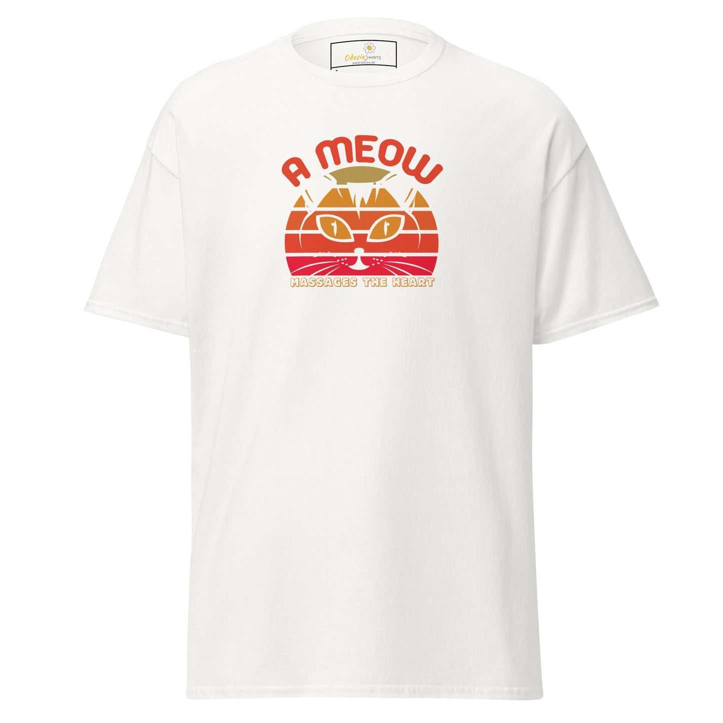 Unisex classic t-shirt - ANIMALS A CAT MASSAGES HEART - REGULAR - White / S