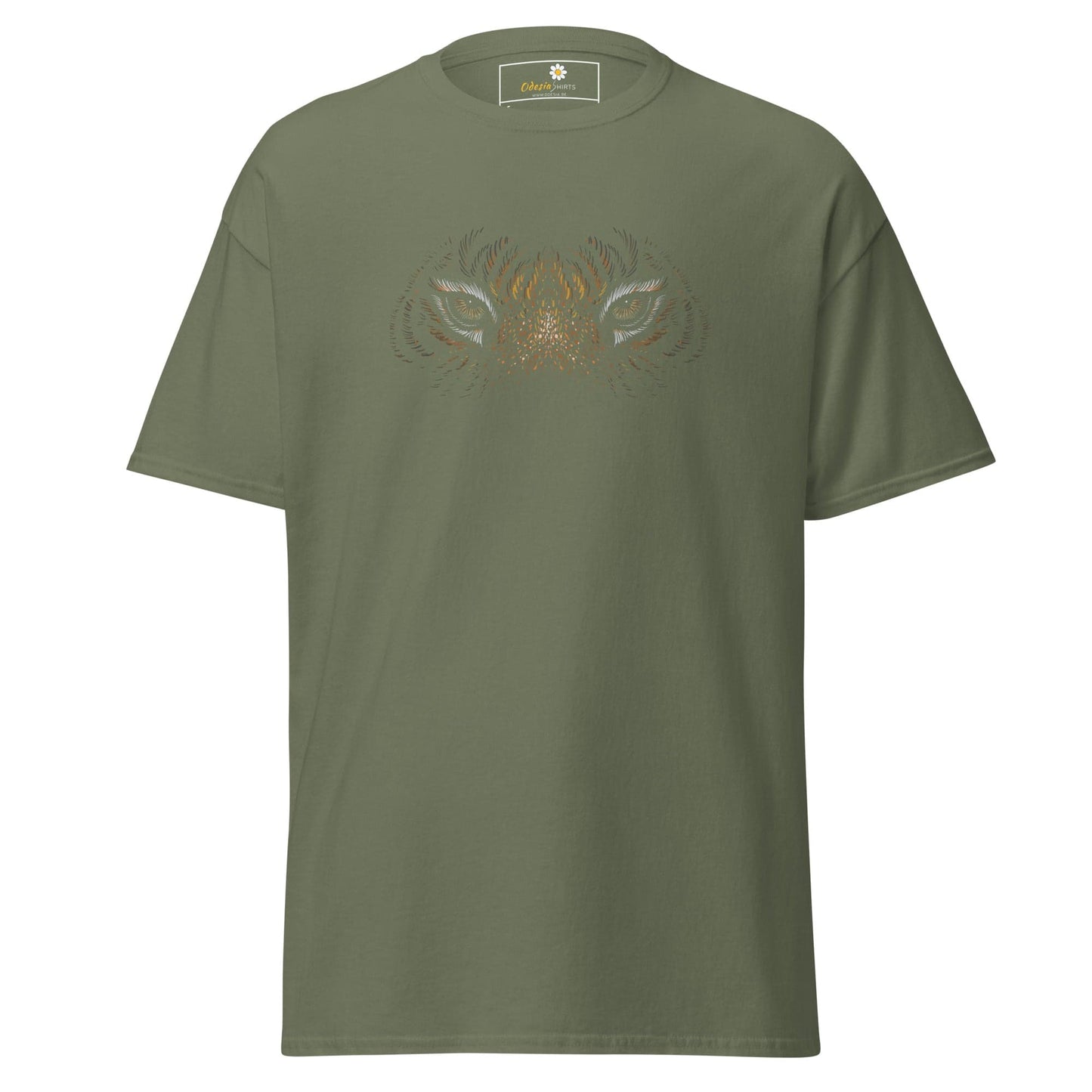 Men’s classic t-shirt - WILD LIFE TIGER EYES - REGULAR - Military Green / S