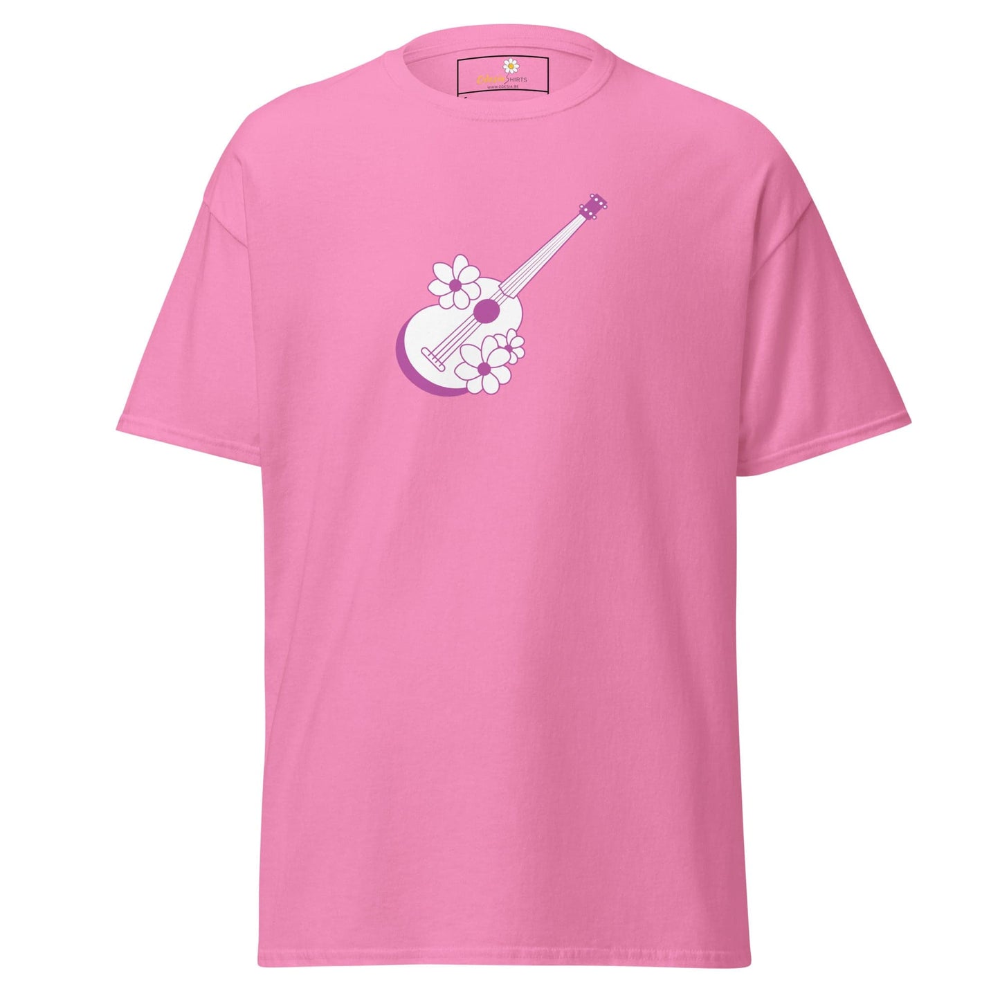 Unisex classic t-shirt - MUSIC GUITAR FLOWERS - REGULAR - Azalea / S