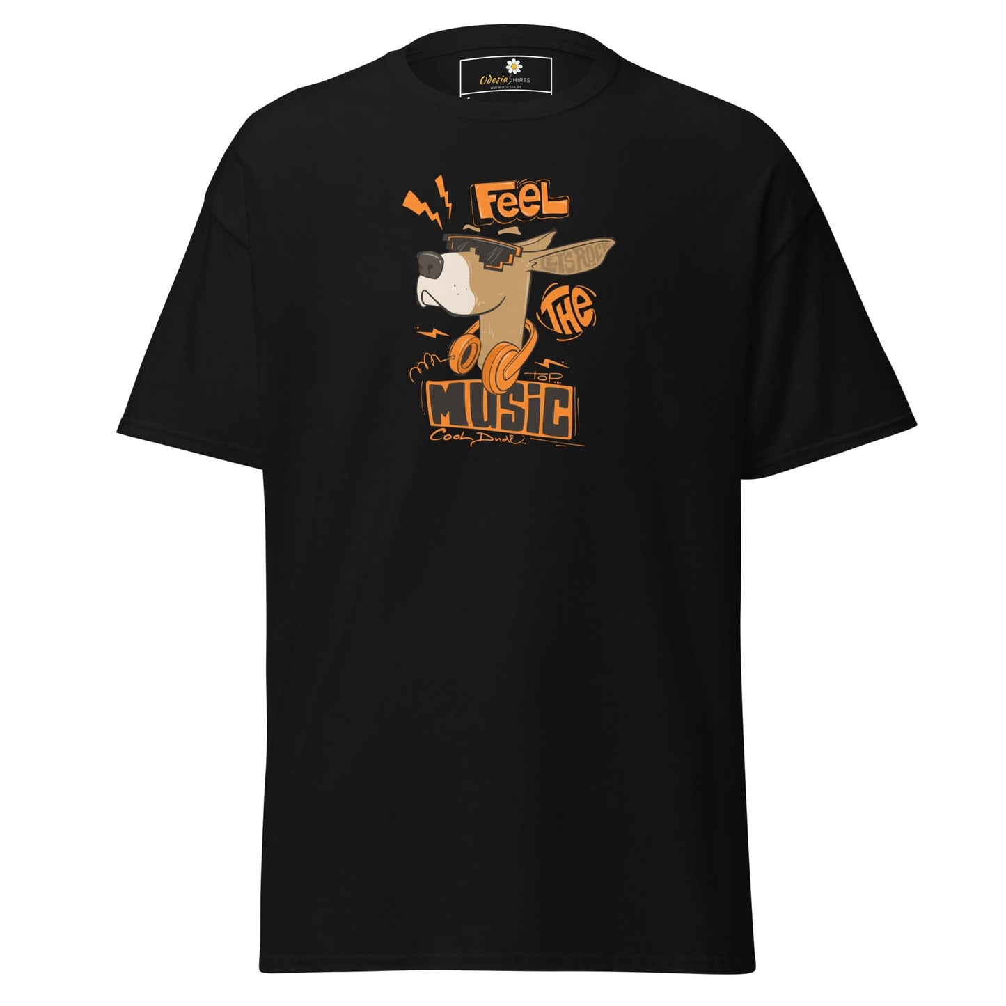 Unisex classic t-shirt - MUSIC FEEL THE MUSIC - REGULAR - Black / S