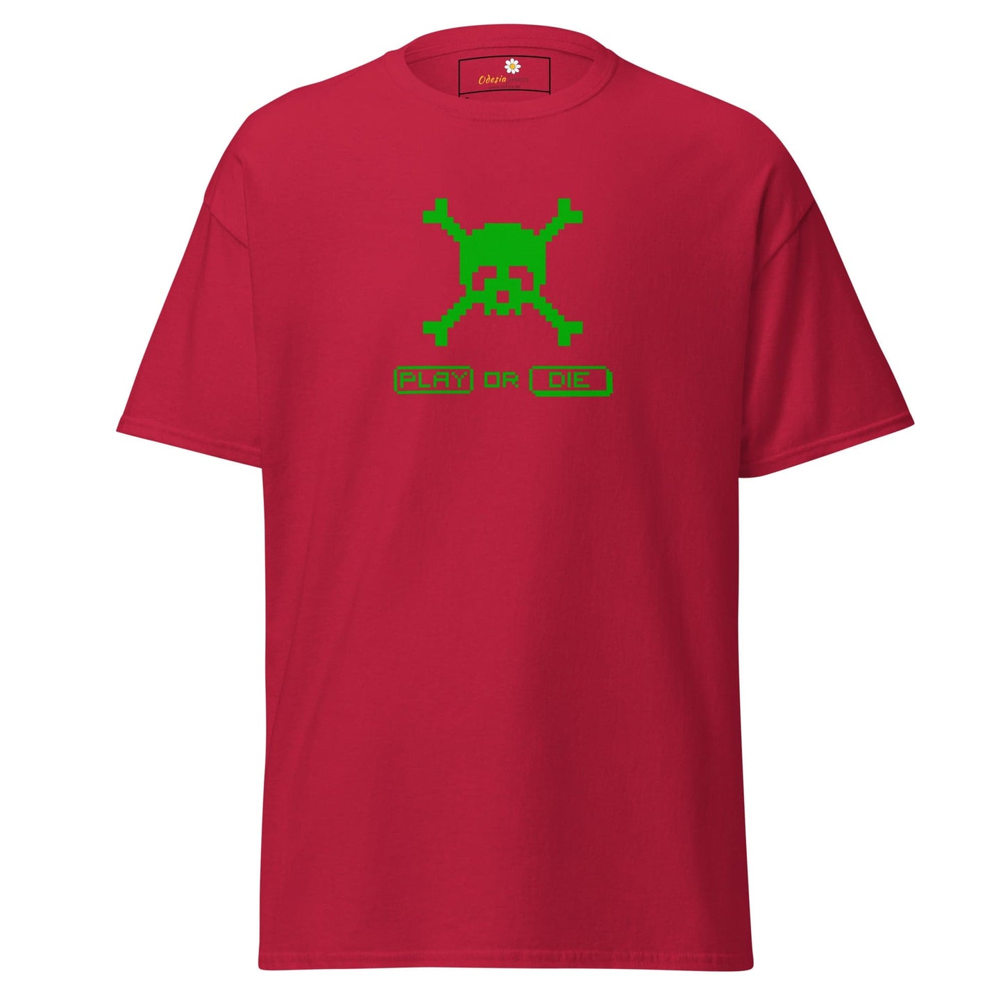Unisex classic t-shirt - SKULL PLAY OR DIE - REGULAR - Cardinal / S