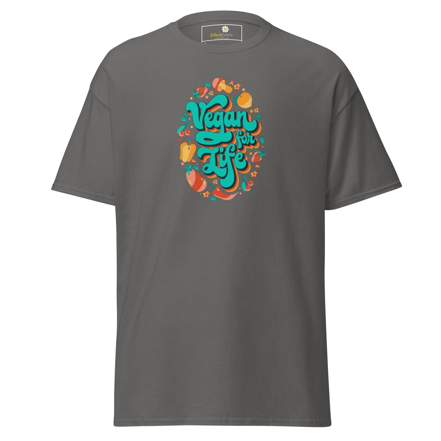 Unisex classic t-shirt - VEGAN FOR LIFE - REGULAR - Charcoal / S