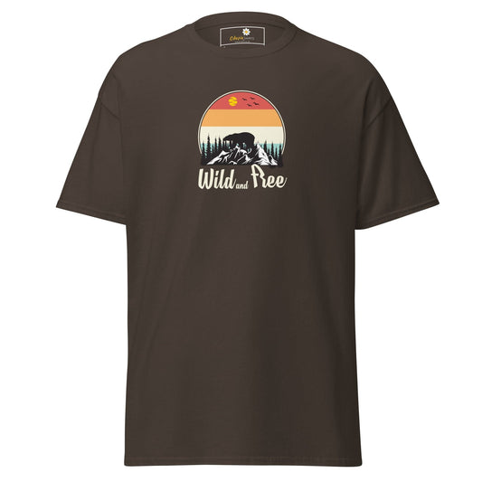 Unisex classic t-shirt - ADVENTURE WILD AND FREE - REGULAR - Dark Chocolate / S