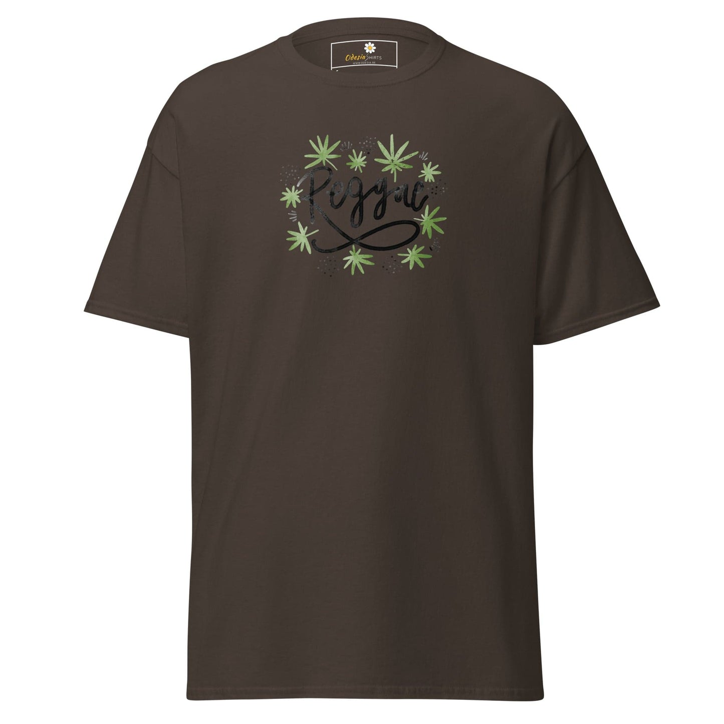 Unisex classic t-shirt - MUSIC REGGAE LEAVES - REGULAR - Dark Chocolate / S