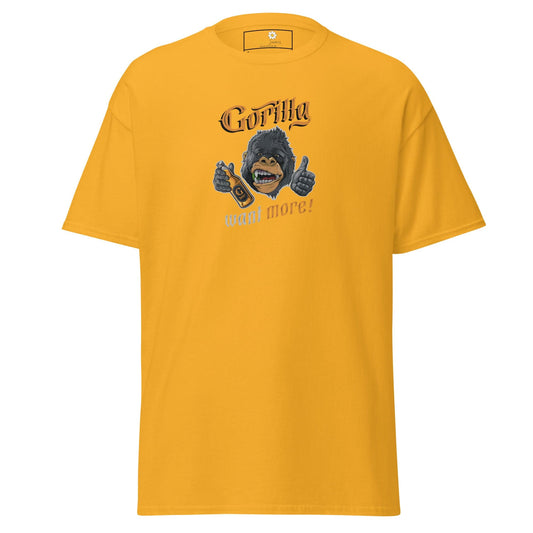 Unisex classic t-shirt - FUN WILD LIFE GORILLA WANT MORE - REGULAR - Gold / S