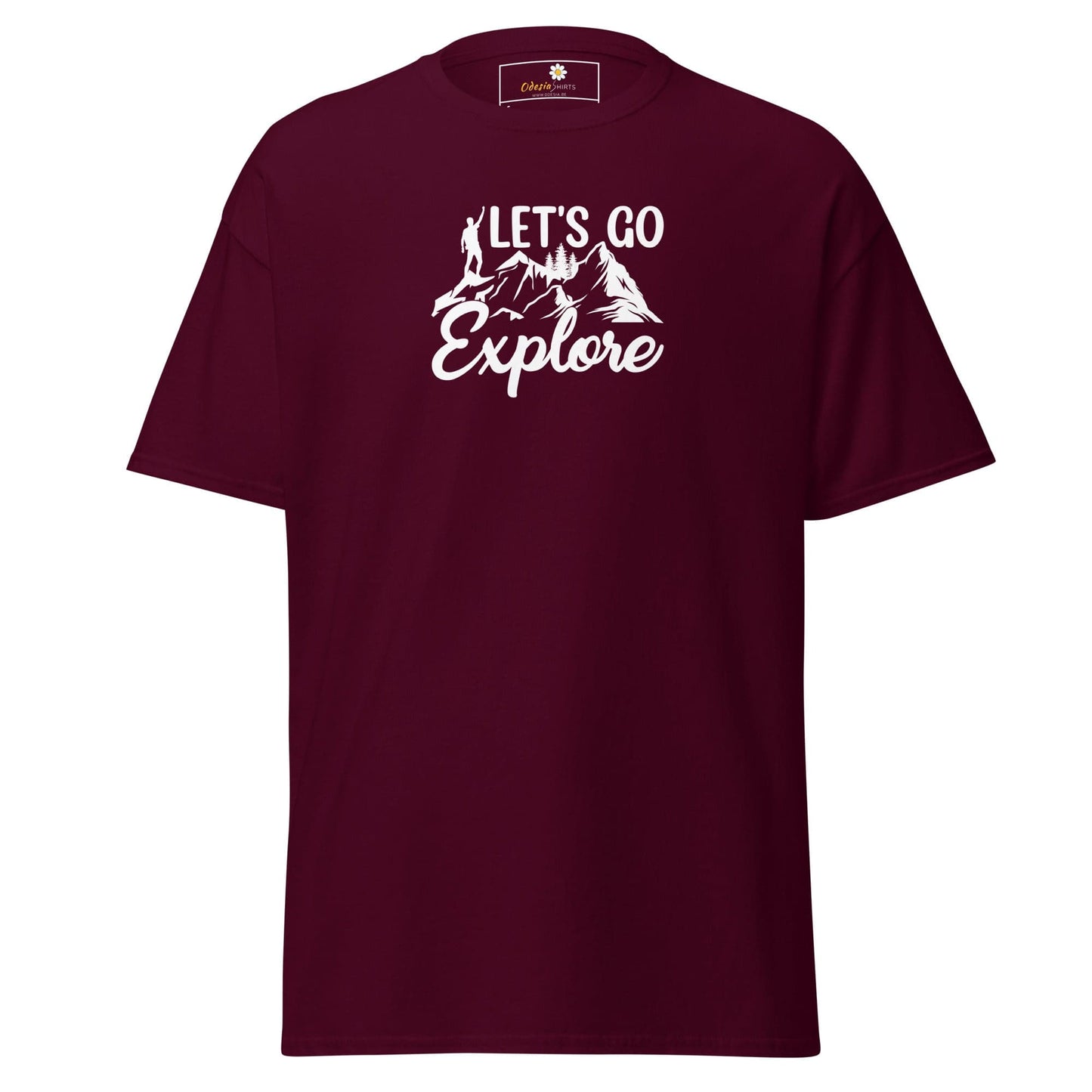 Unisex classic tee - ADVENTURE LETS GO EXPLORE - REGULAR - Maroon / S