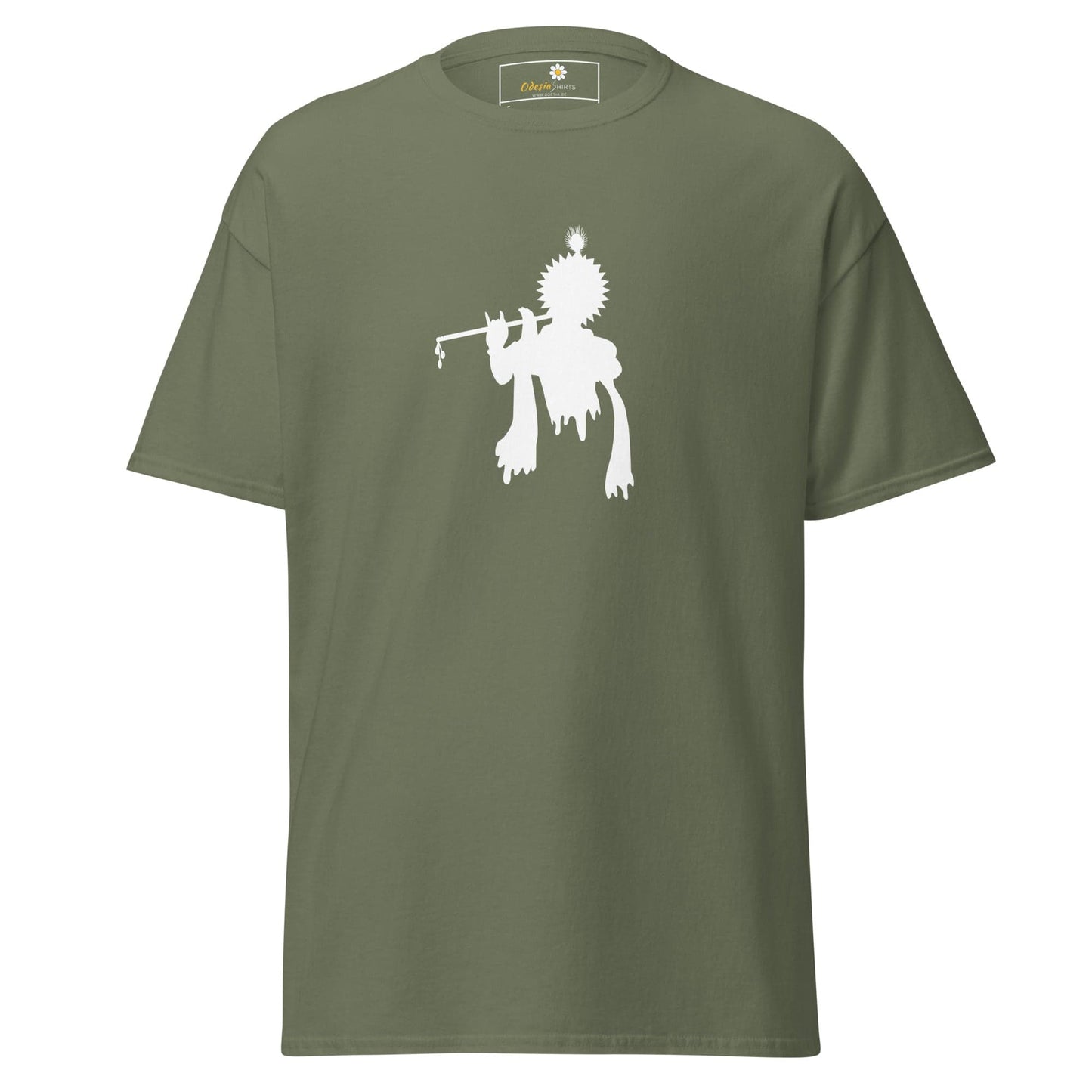 Unisex classic tee - SPIRITUAL KRISHNA’S FLUTE HEAD - REGULAR - Military Green / S