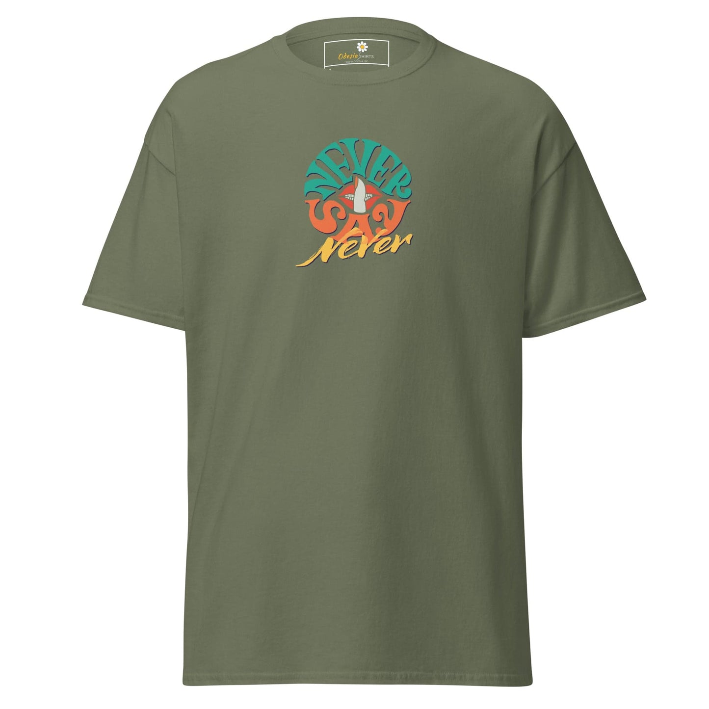 Unisex classic t-shirt - TEXT NEVER SAY NEVER - REGULAR - Military Green / S