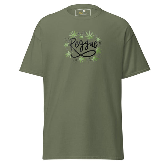 Unisex classic t-shirt - MUSIC REGGAE LEAVES - REGULAR - Military Green / S