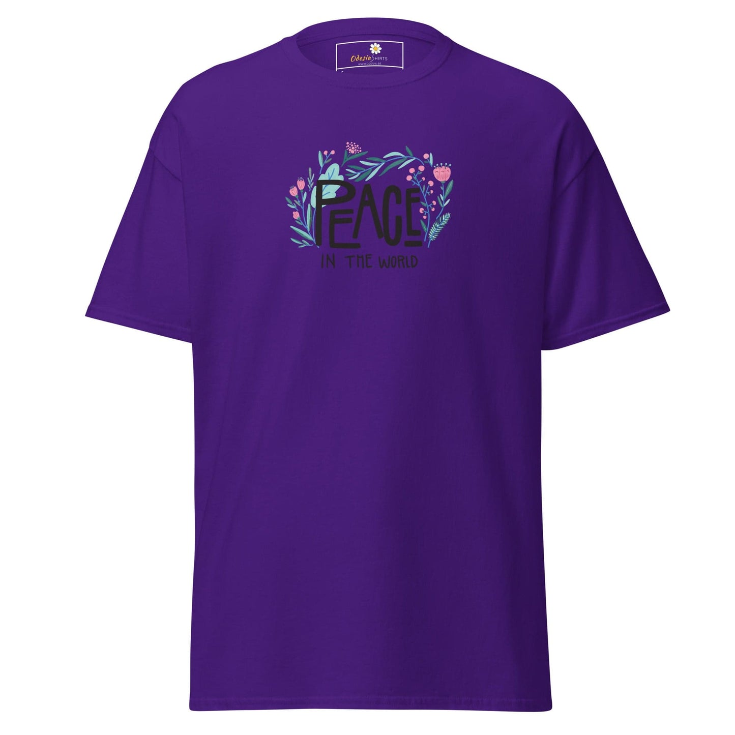 Unisex classic tee - POSITIVE TEXT PEACE IN THE WORLD - REGULAR - Purple / S