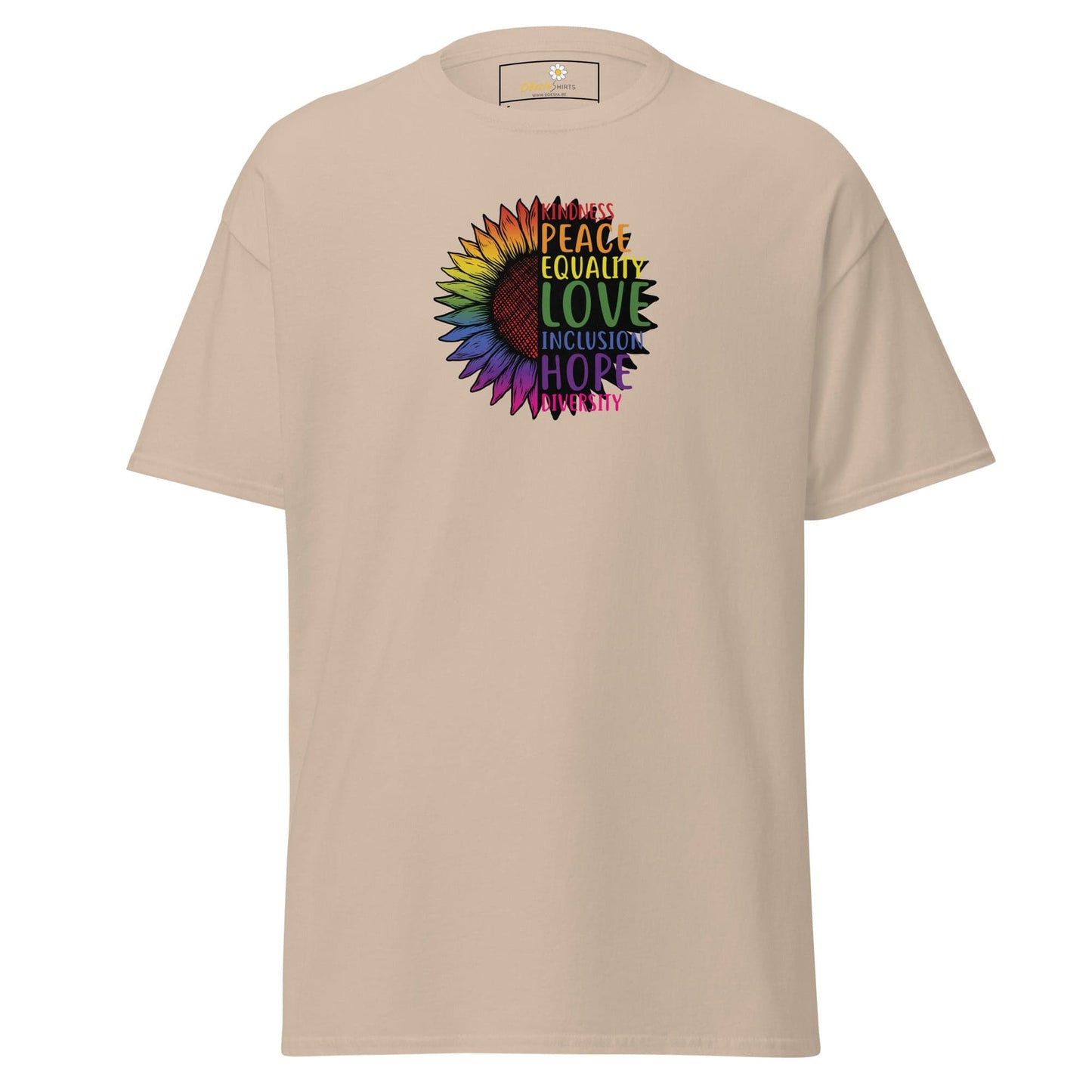 Unisex classic t-shirt - LGBTQ PEACE AND LOVE - REGULAR - Sand / S