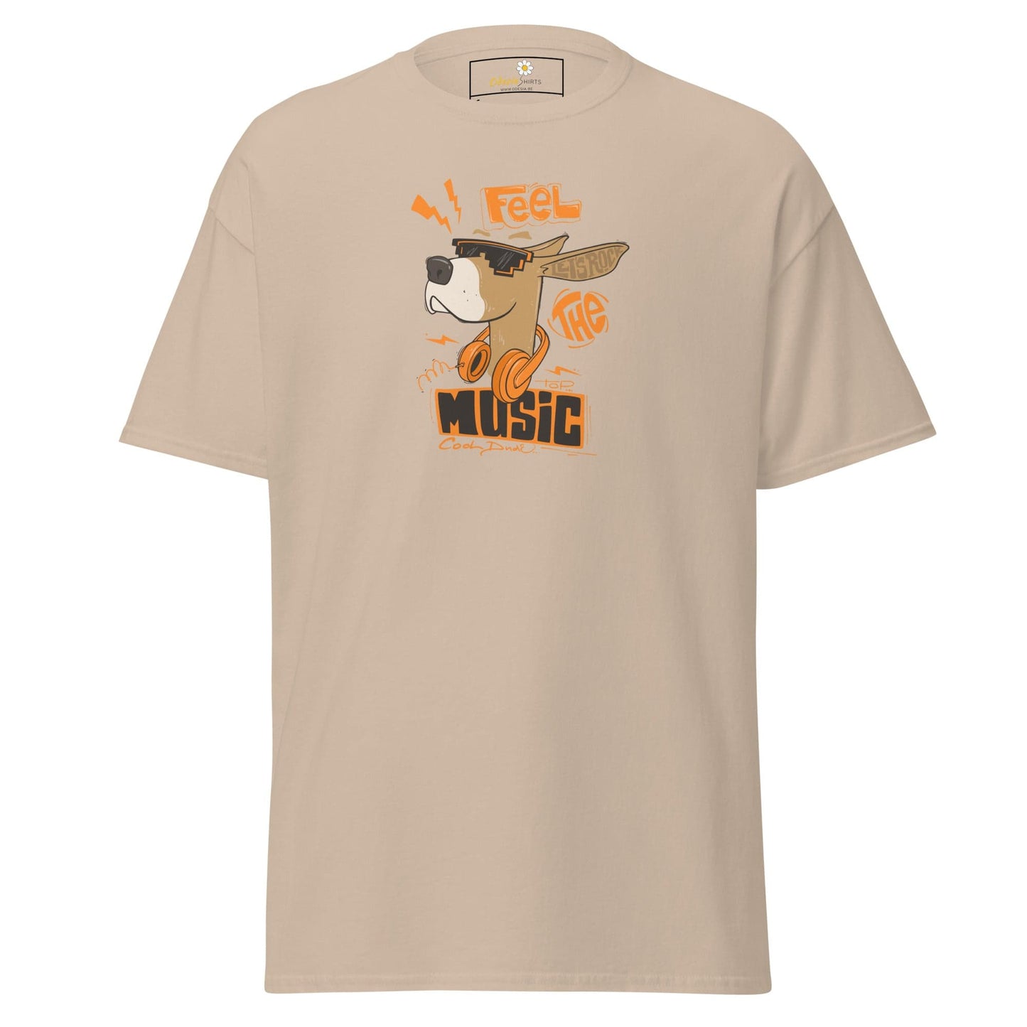 Unisex classic t-shirt - MUSIC FEEL THE MUSIC - REGULAR - Sand / S
