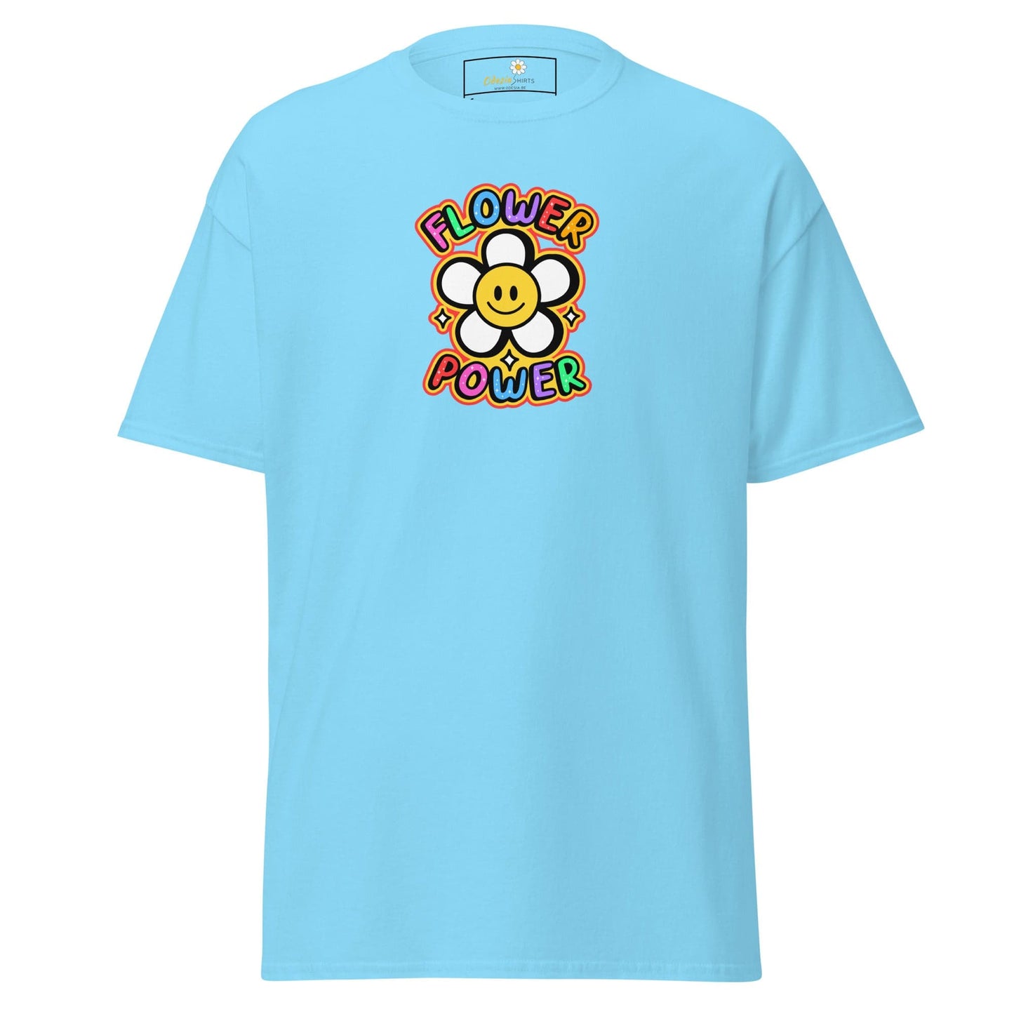 Unisex classic t-shirt - POSITIVE FLOWER POWER - REGULAR - Sky / S