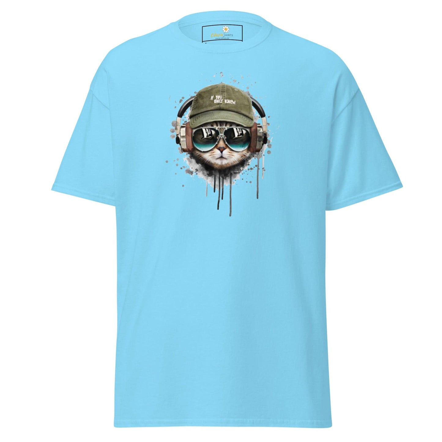 Unisex classic t-shirt - ANIMALS MUSIC CAT HAT - REGULAR - Sky / S
