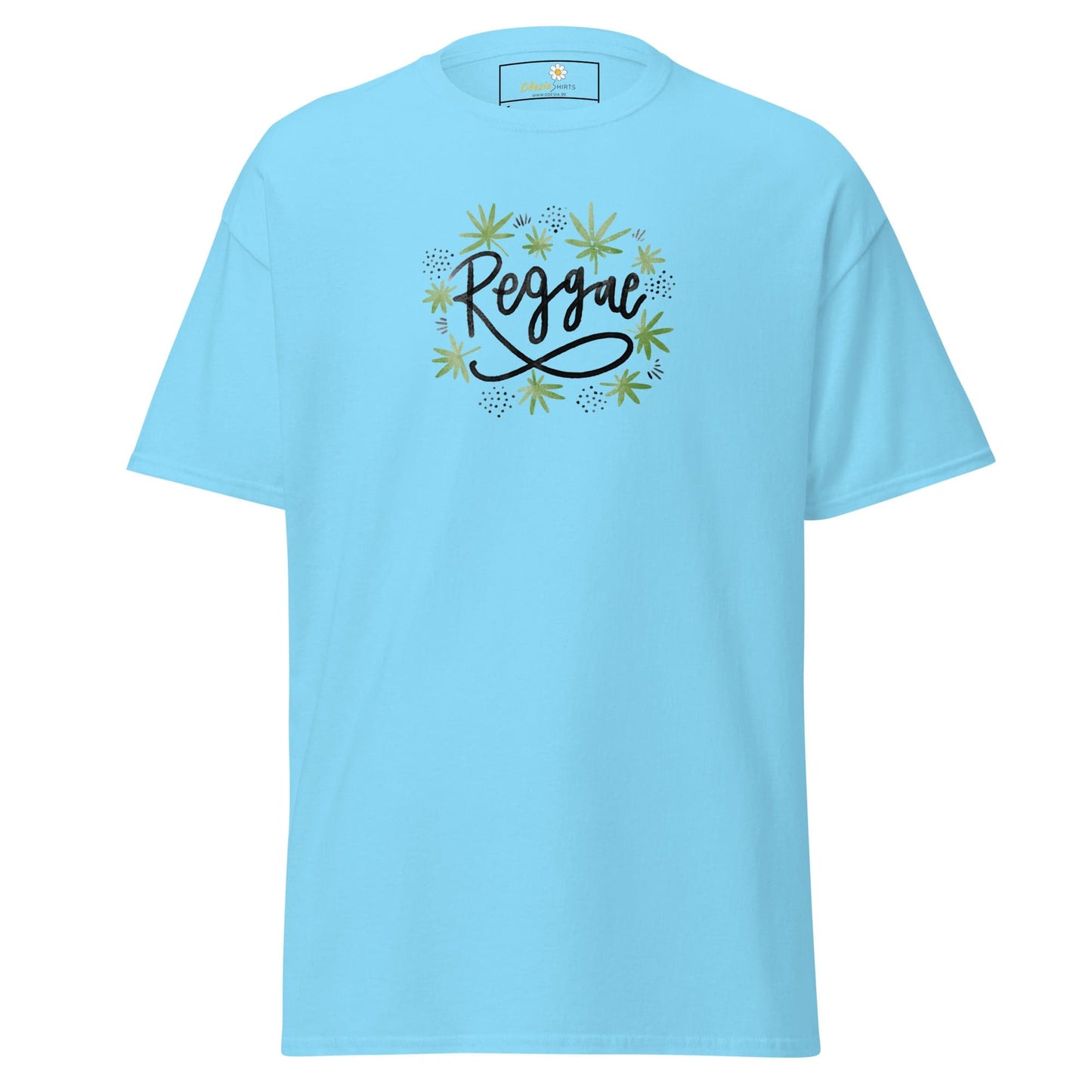 Unisex classic t-shirt - MUSIC REGGAE LEAVES - REGULAR - Sky / S