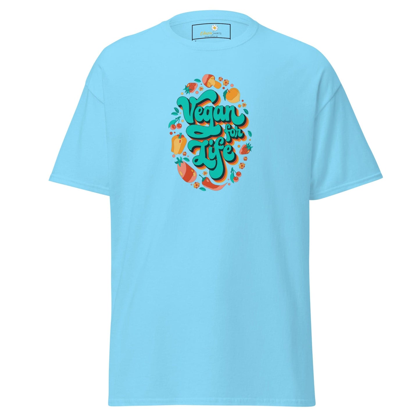 Unisex classic t-shirt - VEGAN FOR LIFE - REGULAR - Sky / S