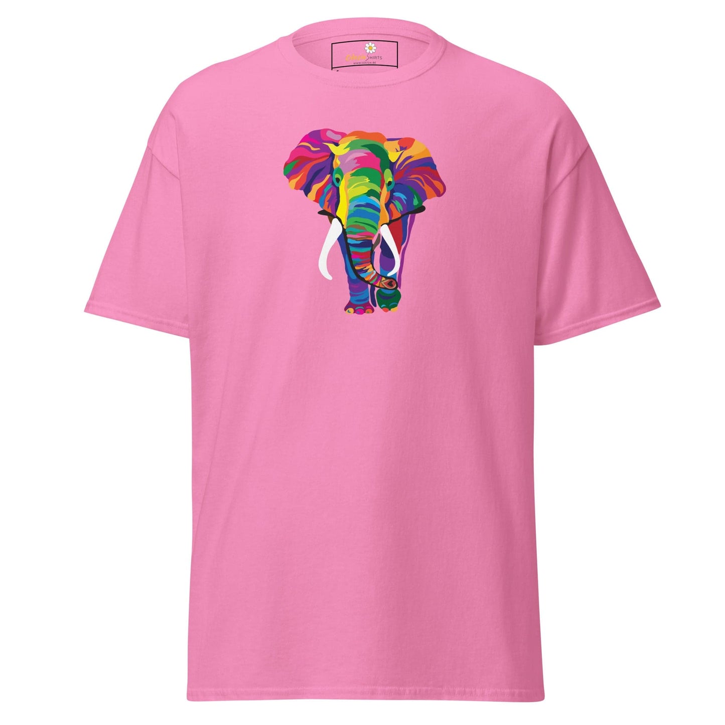 Unisex classic t-shirt - WILD LIFE ELEPHANT COLORFUL - REGULAR - Azalea / S