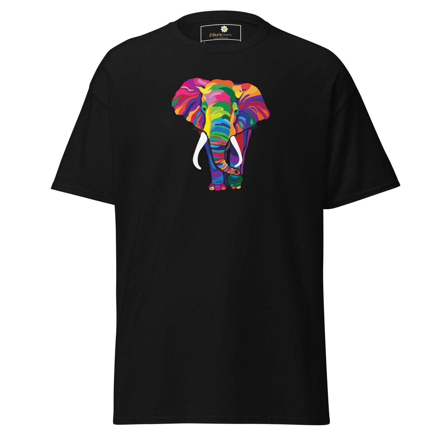 Unisex classic t-shirt - WILD LIFE ELEPHANT COLORFUL - REGULAR - Black / S