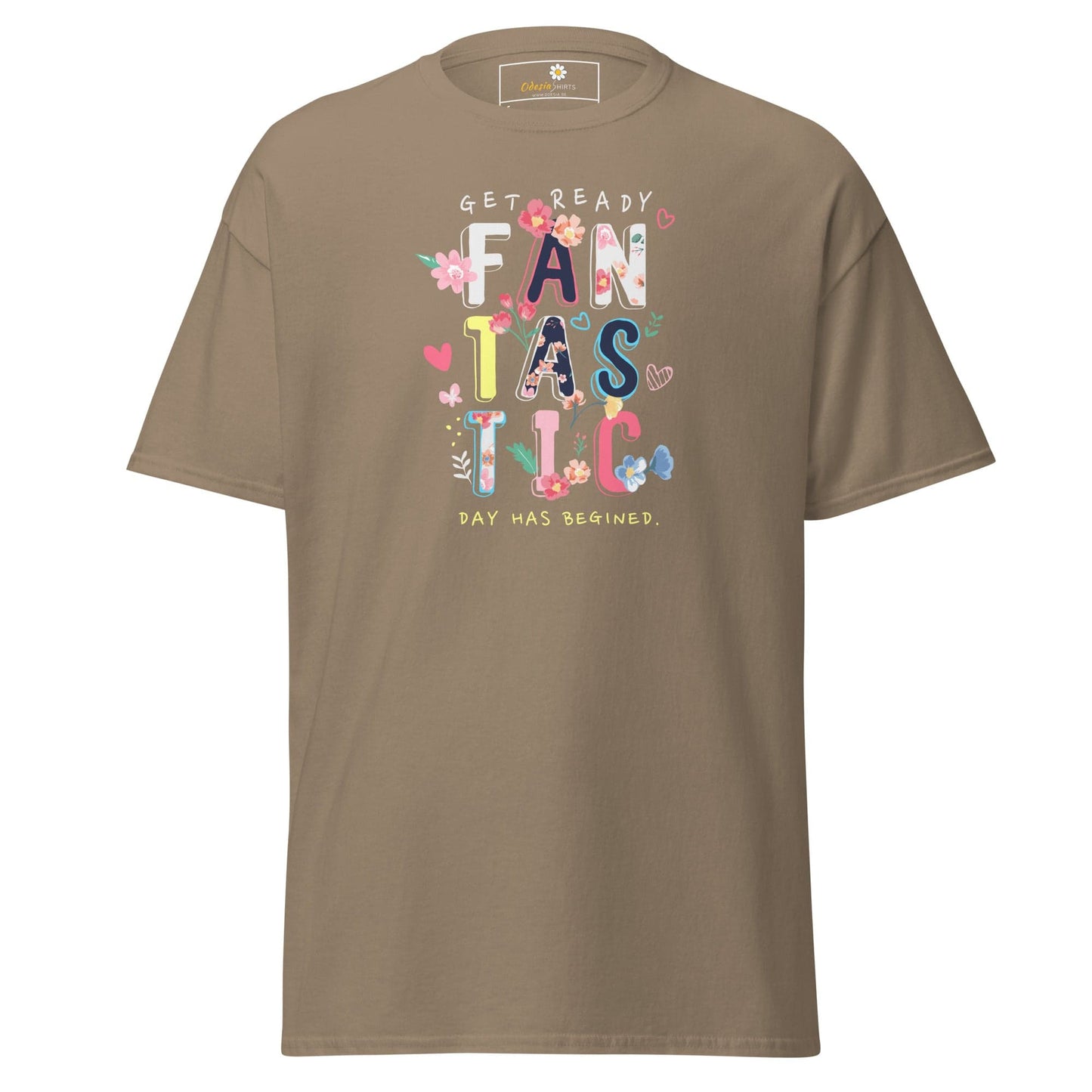 Unisex classic t-shirt - TEXT FANTASTIC DAY - REGULAR - Brown Savana / S