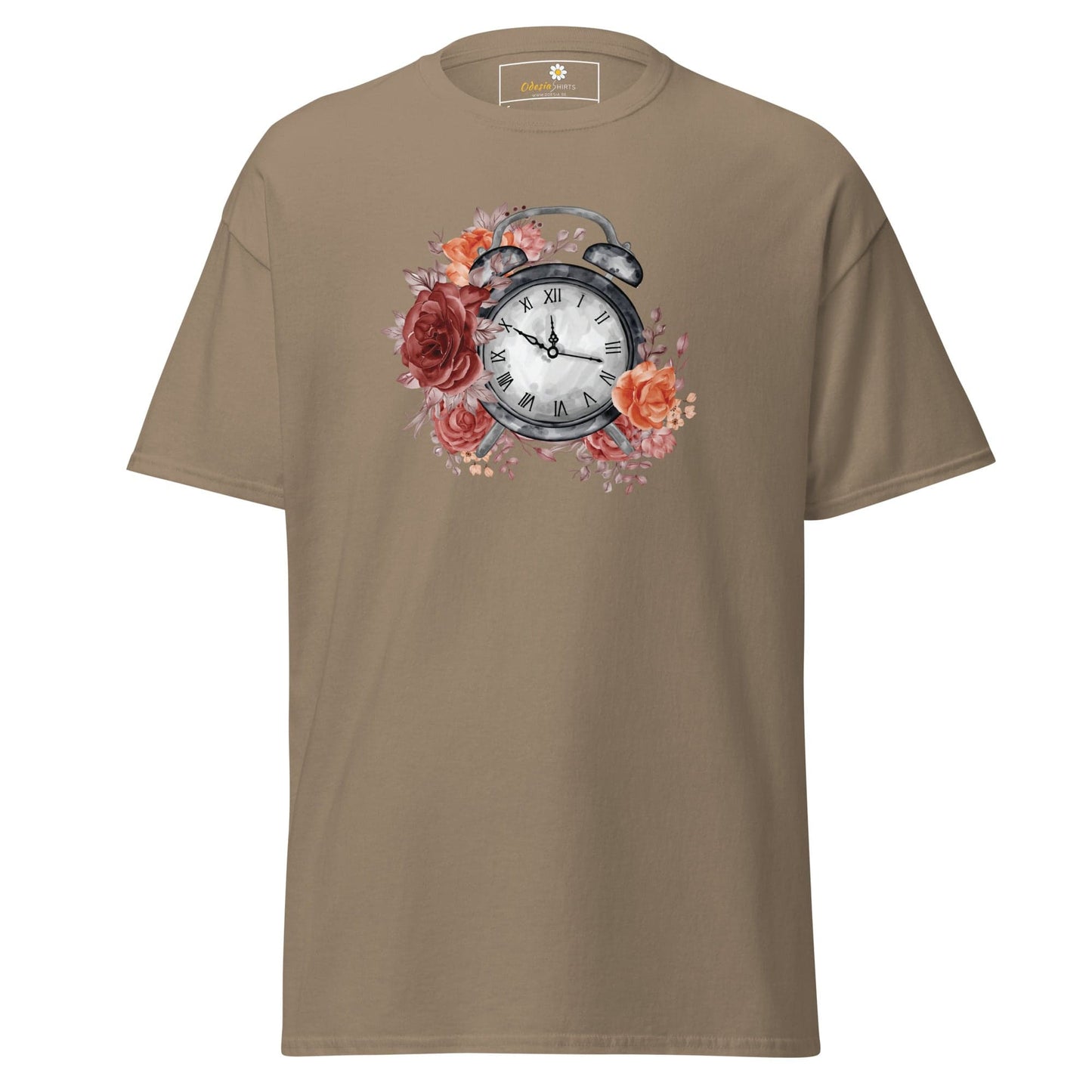 Unisex classic t-shirt - FANTASY CLOCK TIME FLOWERS - REGULAR - Brown Savana / S