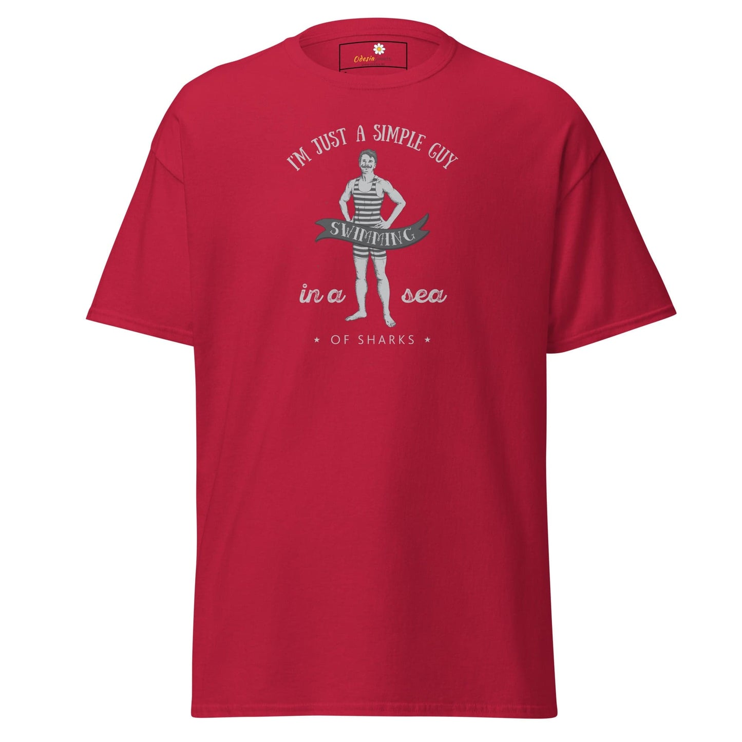 Unisex classic t-shirt - FUN SIMPLE GUY SEA SHARKS - REGULAR - Cardinal / S