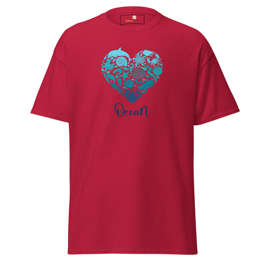 Unisex classic t-shirt - FANTASY SEALIFE HEART OCEAN - REGULAR - Cardinal / S