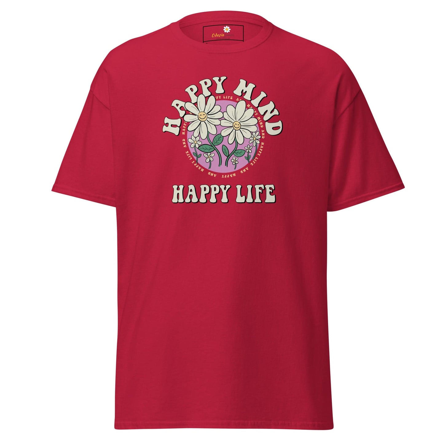 Unisex classic t-shirt - POSITIVE HAPPY MIND LIFE - REGULAR - Cardinal / S