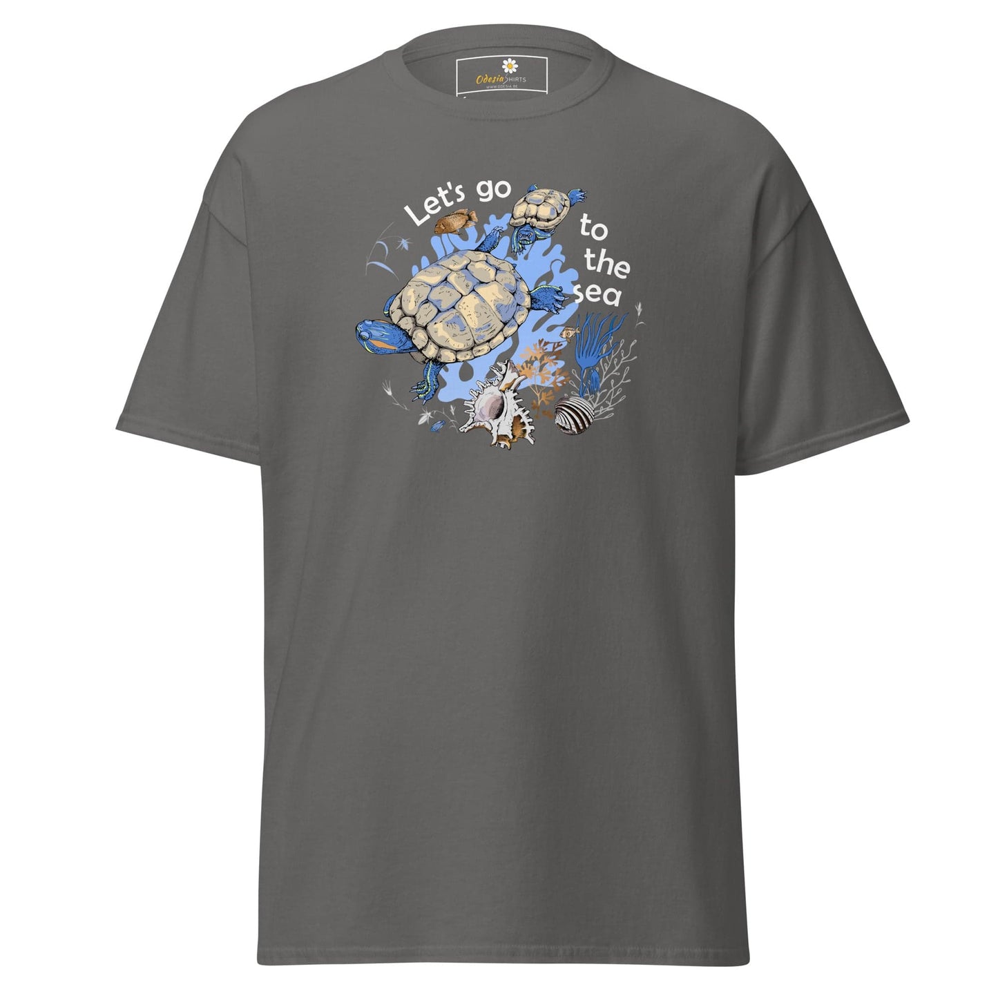 Unisex classic t-shirt - WILD LIFE TORTOISE LET GO SEA - REGULAR - Charcoal / S