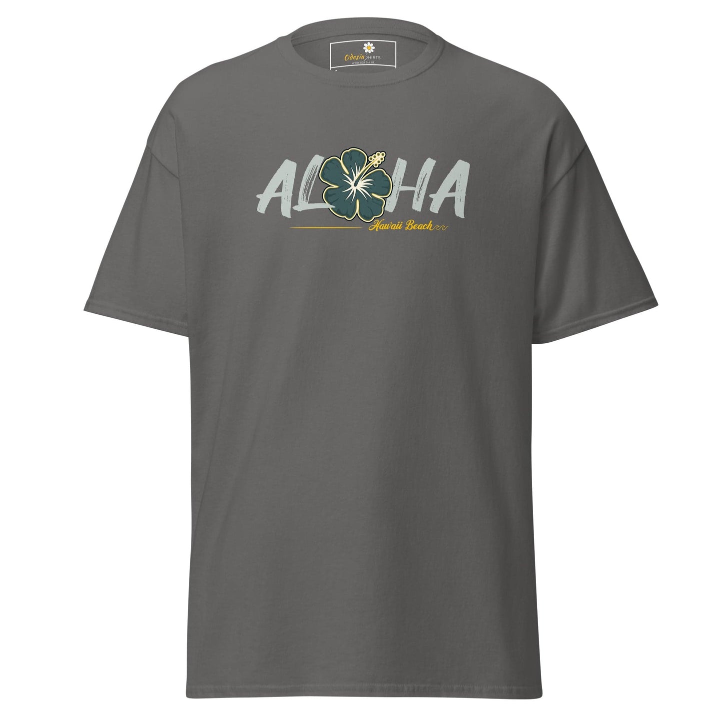 Gray T-shirt with floral design suitable for men and women sizes S to XL