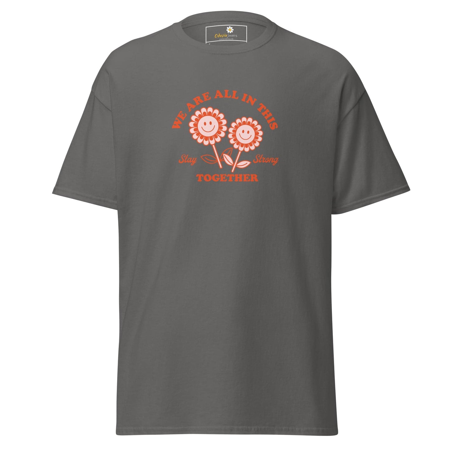Unisex classic t-shirt - POSITIVE FLOWERS POWER - REGULAR - Charcoal / S