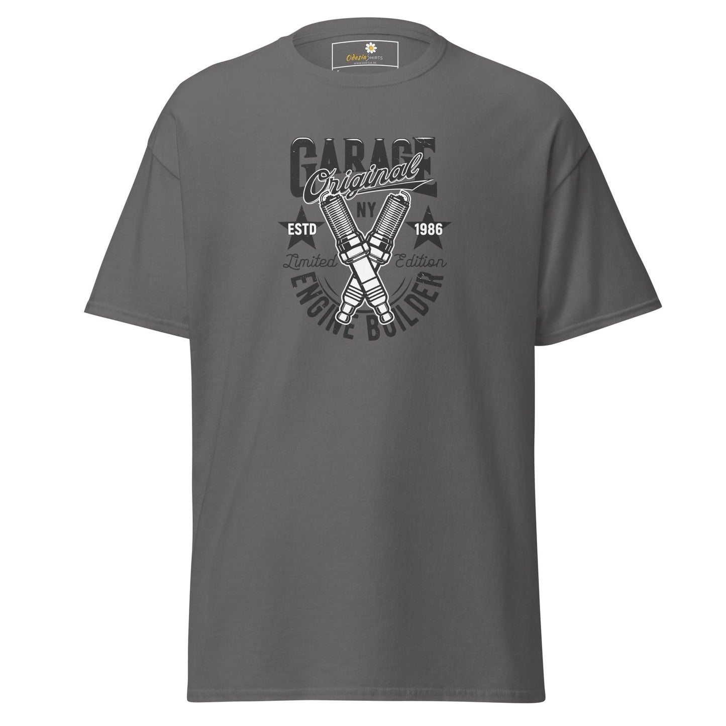 Unisex classic t-shirt - MOTOR GARAGE ENGINE BUILDER - REGULAR - Charcoal / S