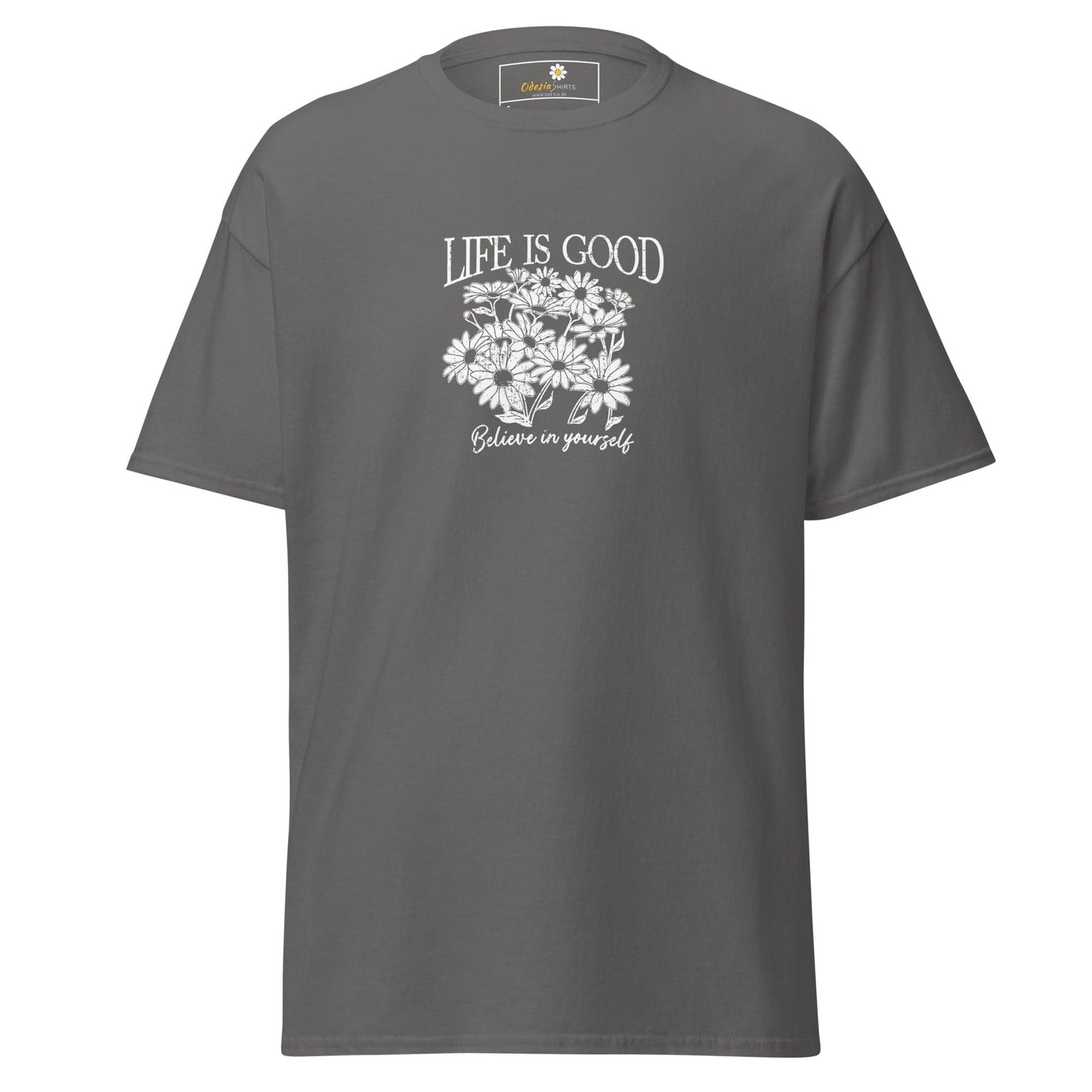 Unisex classic t-shirt - POSITIVE LIFE IS GOOD - REGULAR - Charcoal / S