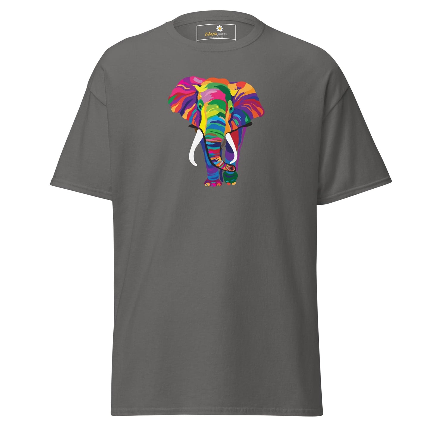 Unisex classic t-shirt - WILD LIFE ELEPHANT COLORFUL - REGULAR - Charcoal / S