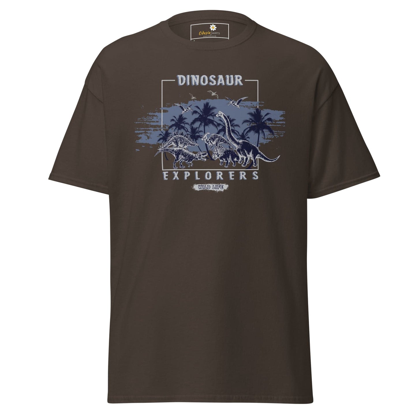 Unisex classic t-shirt - WILD LIFE DINOSAURUS - REGULAR - Dark Chocolate / S