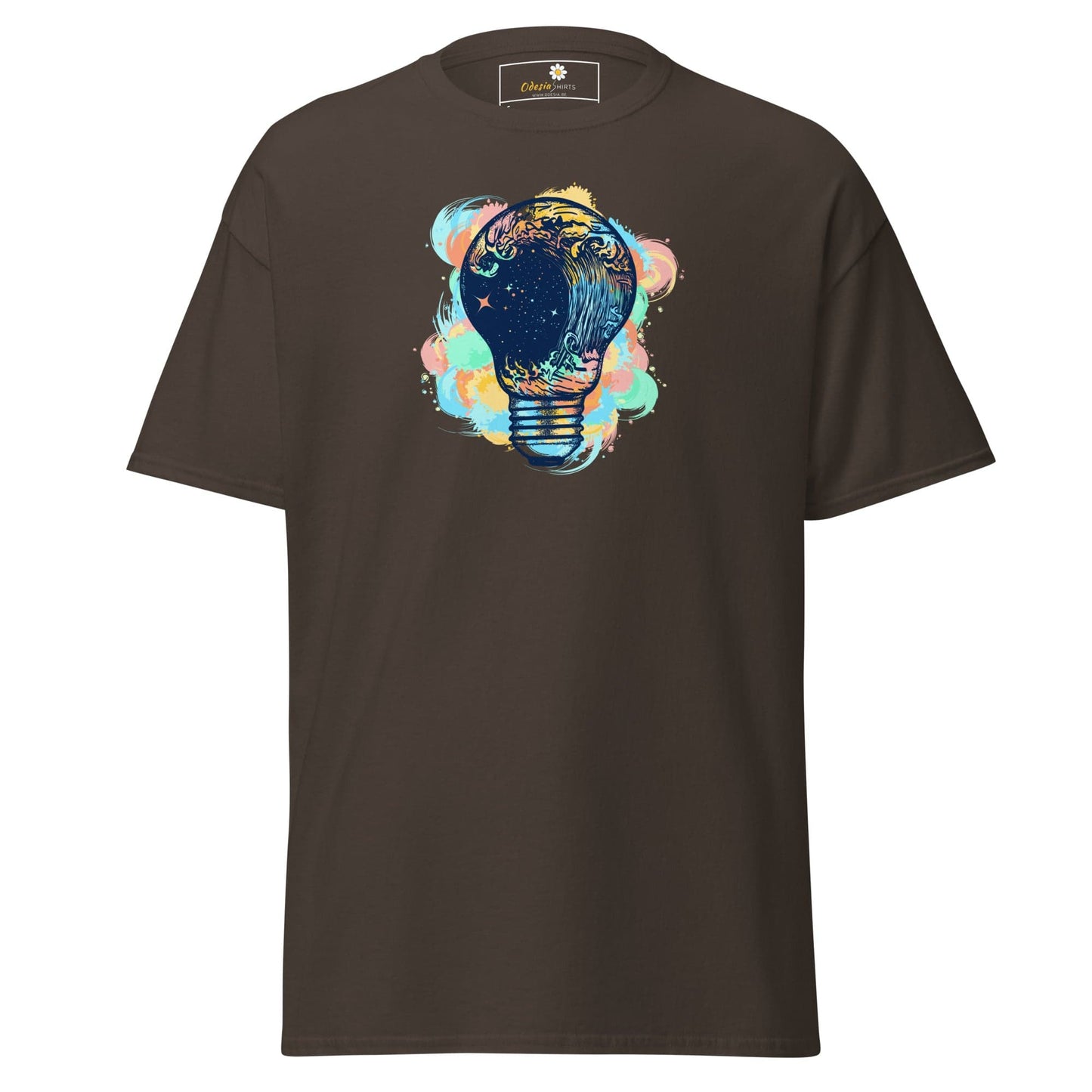Brown T-Shirt with Lightbulb Graphic for Men and Women in Sizes S to XL