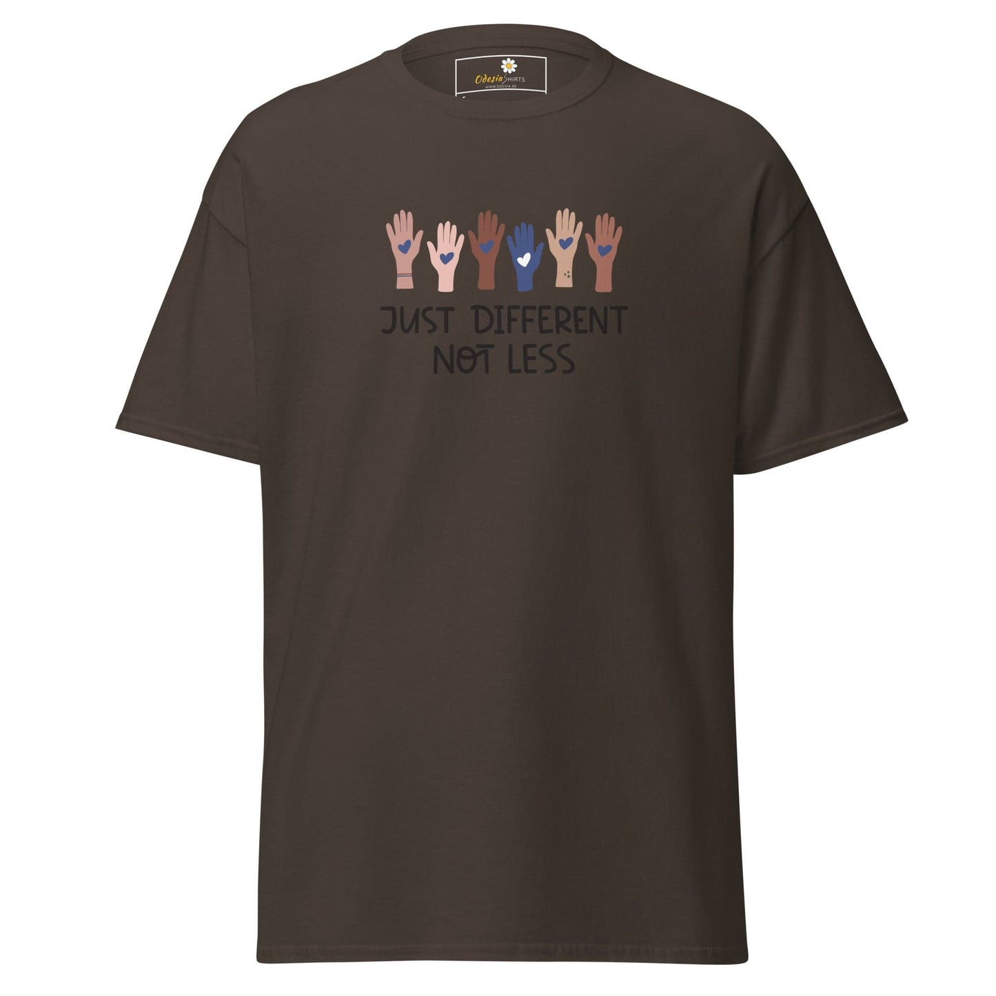 Unisex classic t-shirt - TEXT DIFFERENT NOT LESS - REGULAR - Dark Chocolate / S