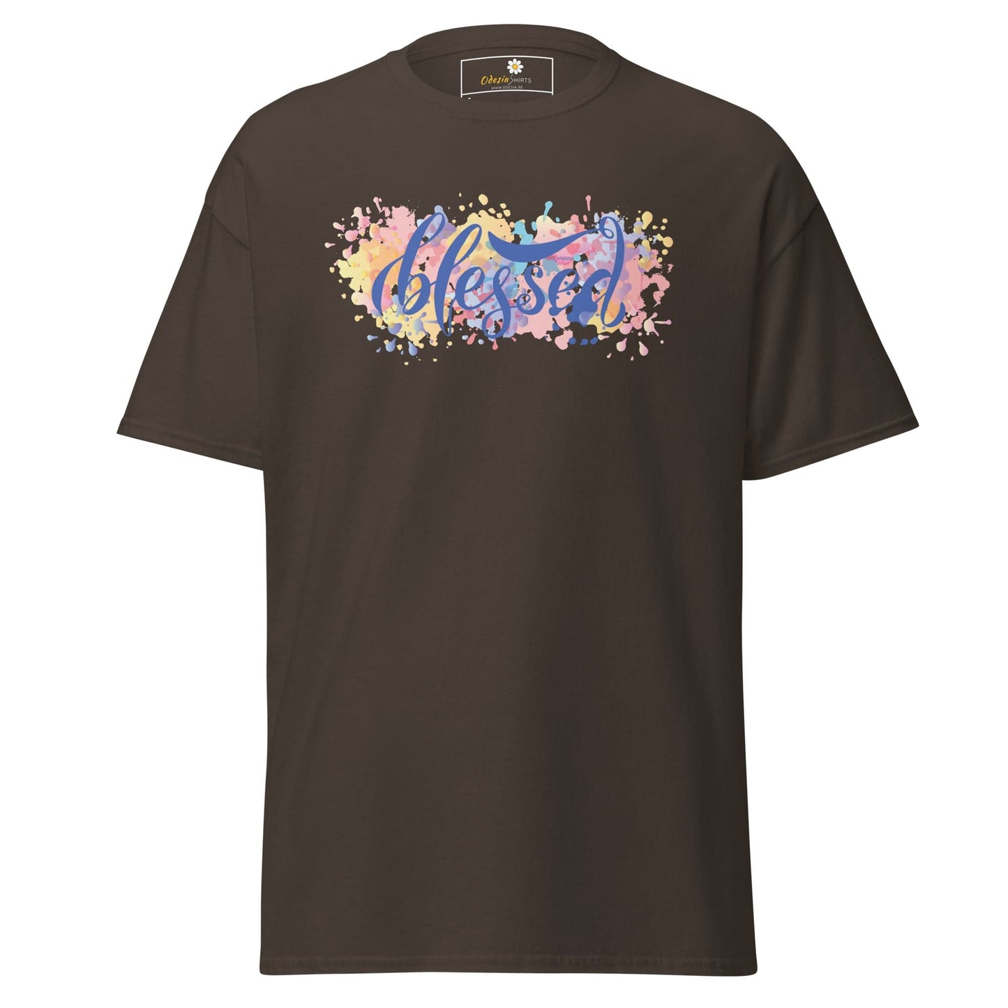 Unisex classic t-shirt - SPIRITUAL TEXT BLESSED - REGULAR - Dark Chocolate / S