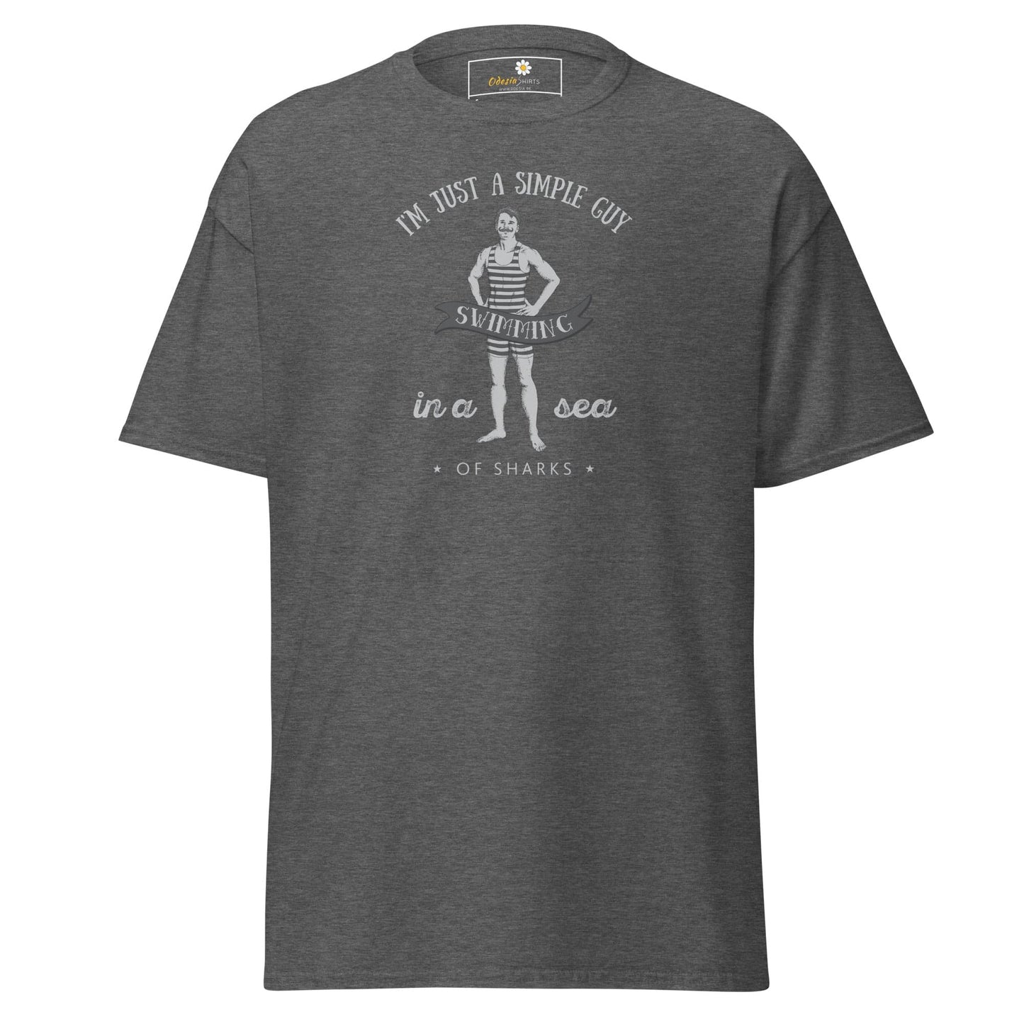 Unisex classic t-shirt - FUN SIMPLE GUY SEA SHARKS - REGULAR - Dark Heather / S