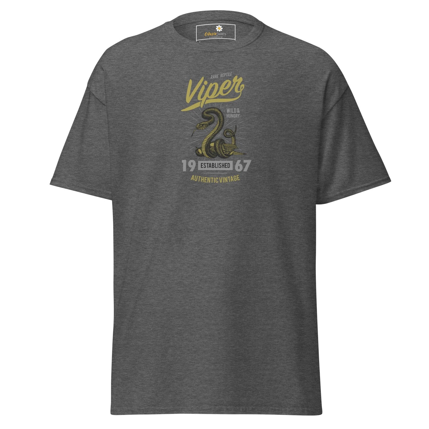 Gray T-shirt with snake graphic from T-SHIRT DESIGN TEE for men and women S to XL