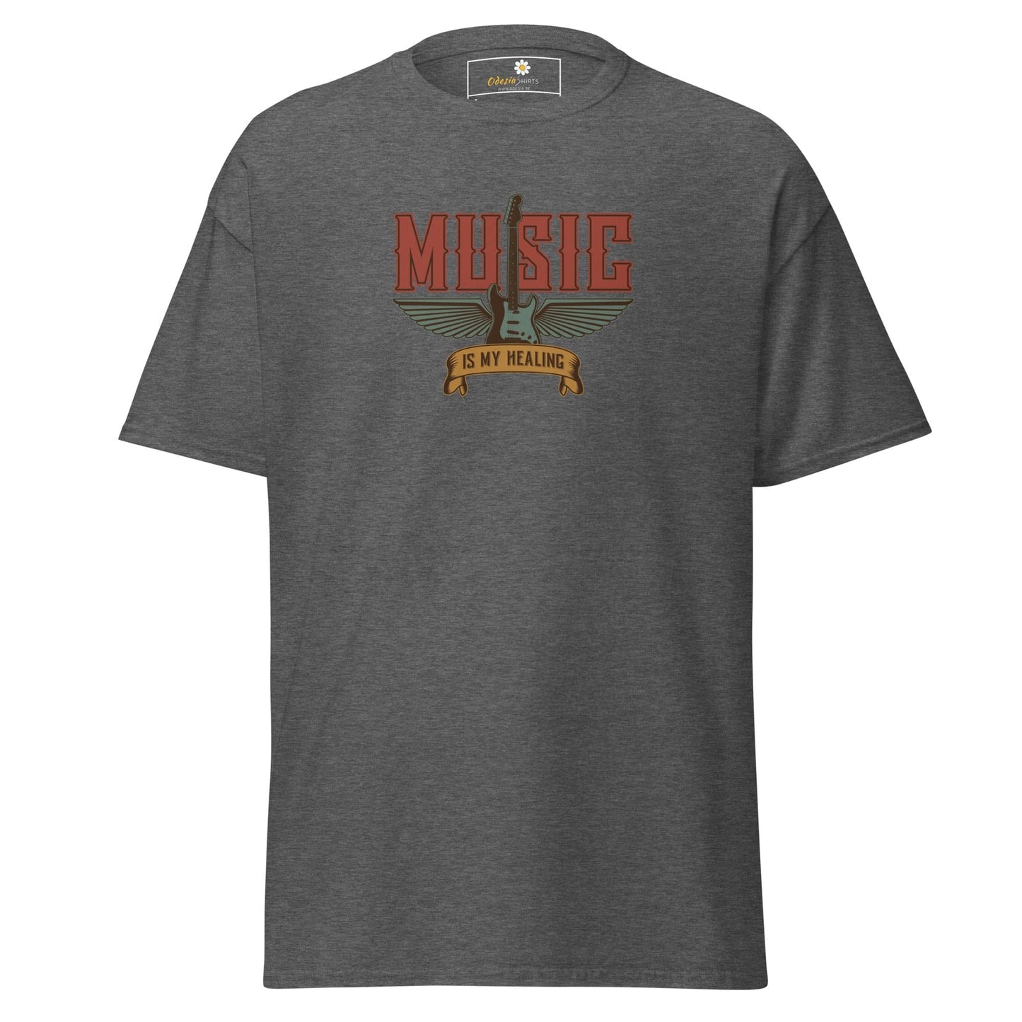 Unisex classic t-shirt - MUSIC GEAR HEALING - REGULAR - Dark Heather / S