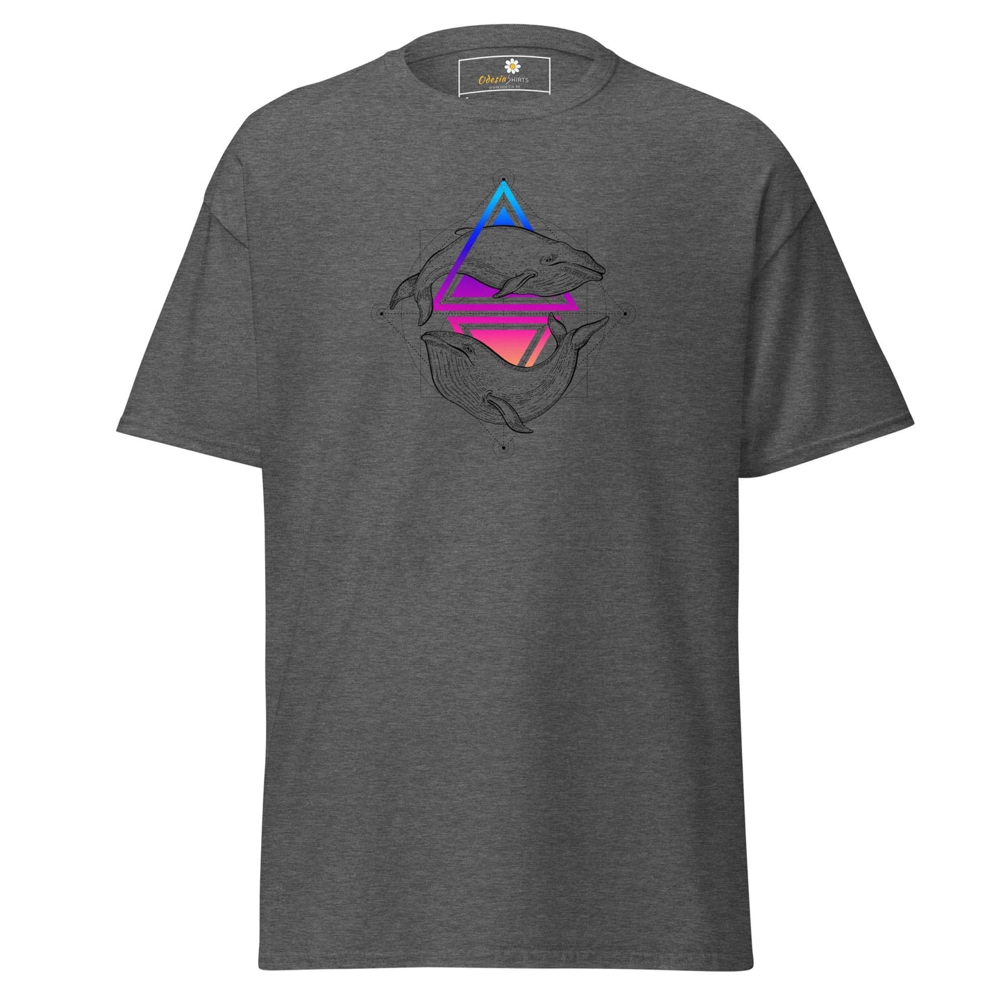 Gray T-shirt with whale design from T-Shirt Design Tee for Men and Women in sizes S to XL