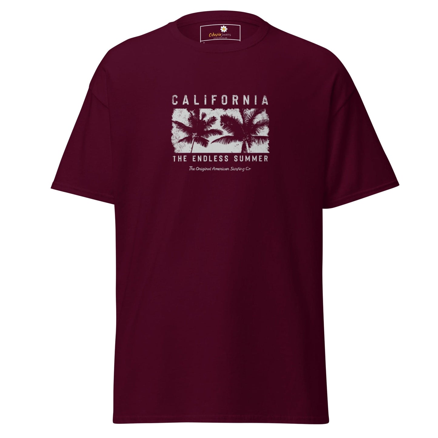 Unisex classic t-shirt - SUMMER CALIFORNIA TREES - REGULAR - Maroon / S
