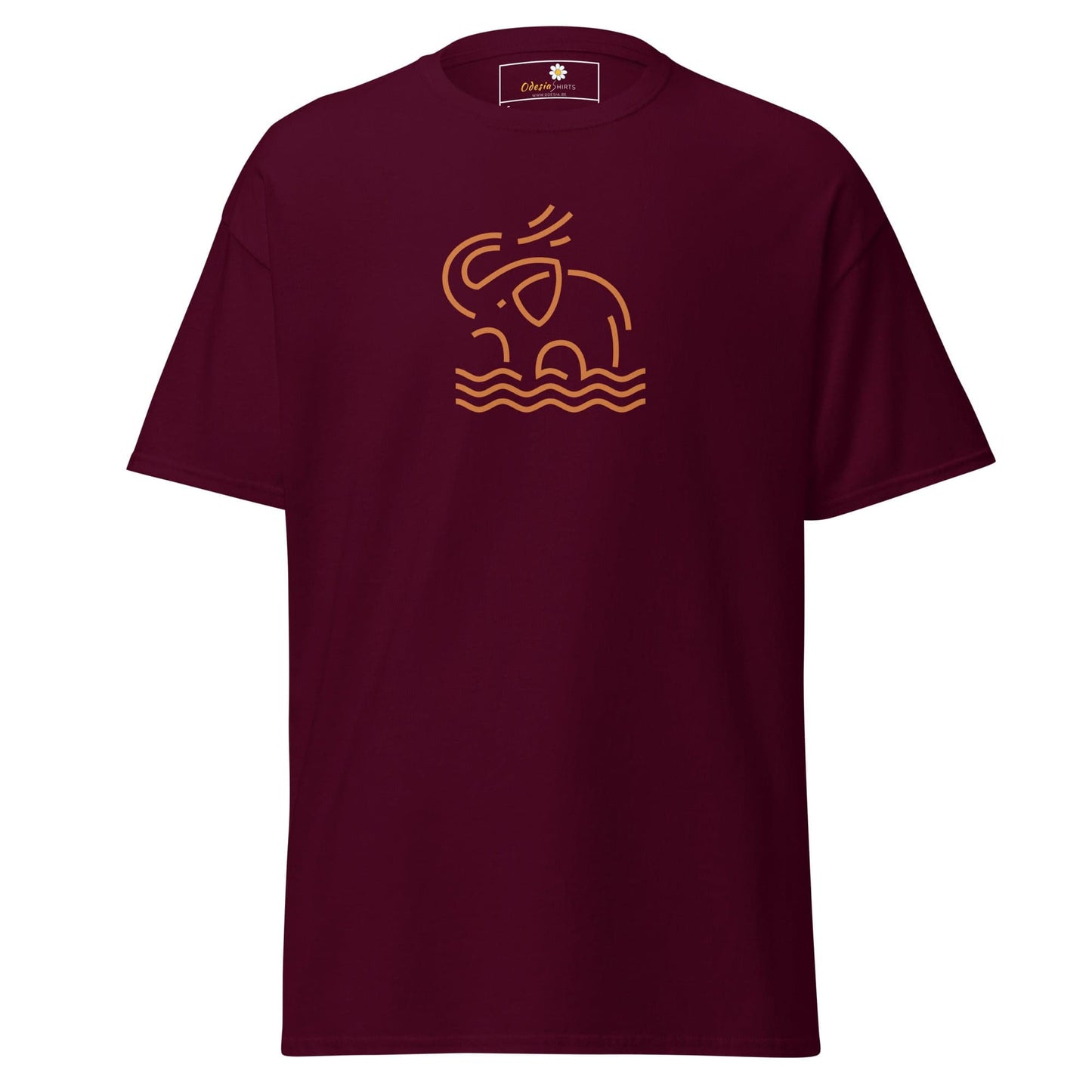 Unisex classic t-shirt - WILD LIFE ELEPHANT ORANGE - REGULAR - Maroon / S
