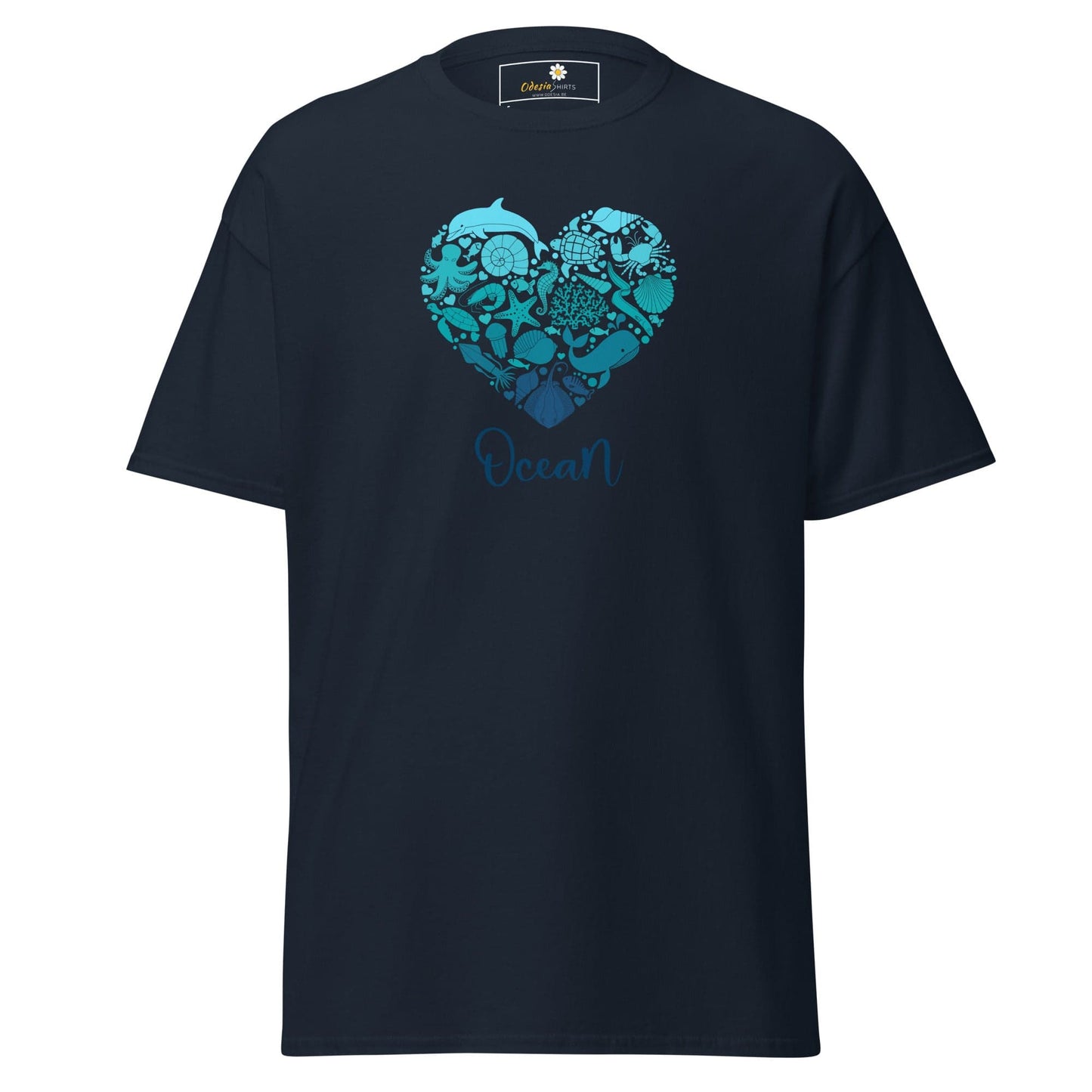 Unisex classic t-shirt - FANTASY SEALIFE HEART OCEAN - REGULAR - Navy / S