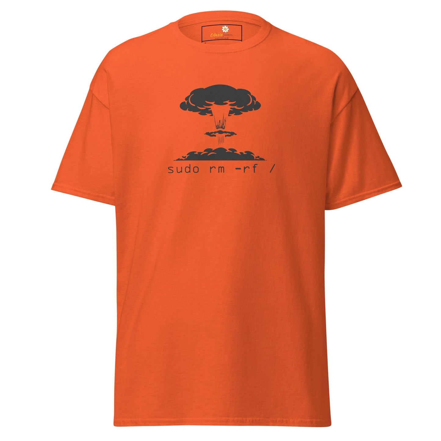 Orange T-shirt with mushroom cloud graphic from T-SHIRT DESIGN TEE for Men and Women