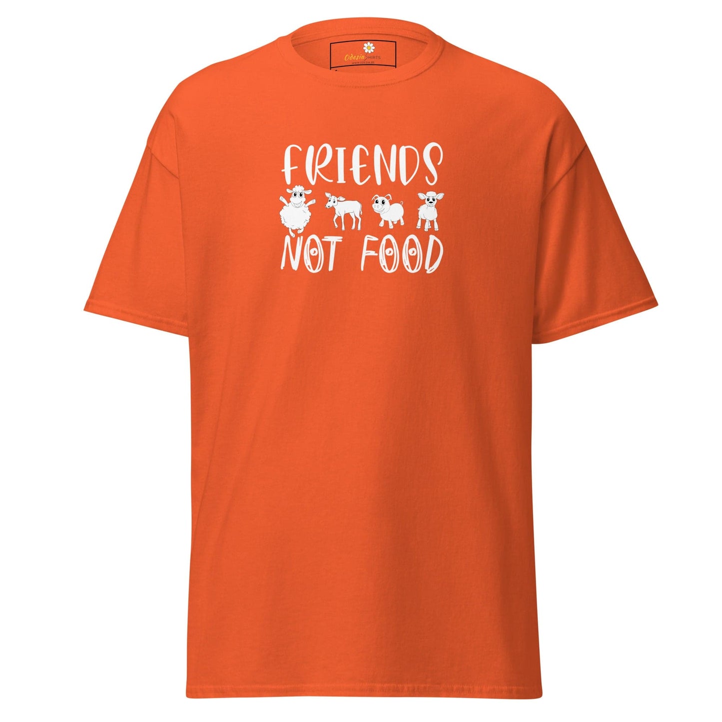 Unisex classic t-shirt - VEGAN ANIMALS FRIENDS NOT FOOD - REGULAR - Orange / S