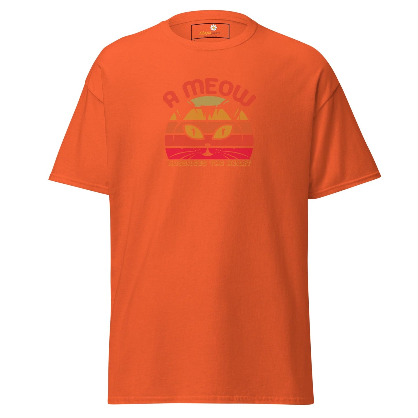Unisex classic t-shirt - ANIMALS A CAT MASSAGES HEART - REGULAR - Orange / S