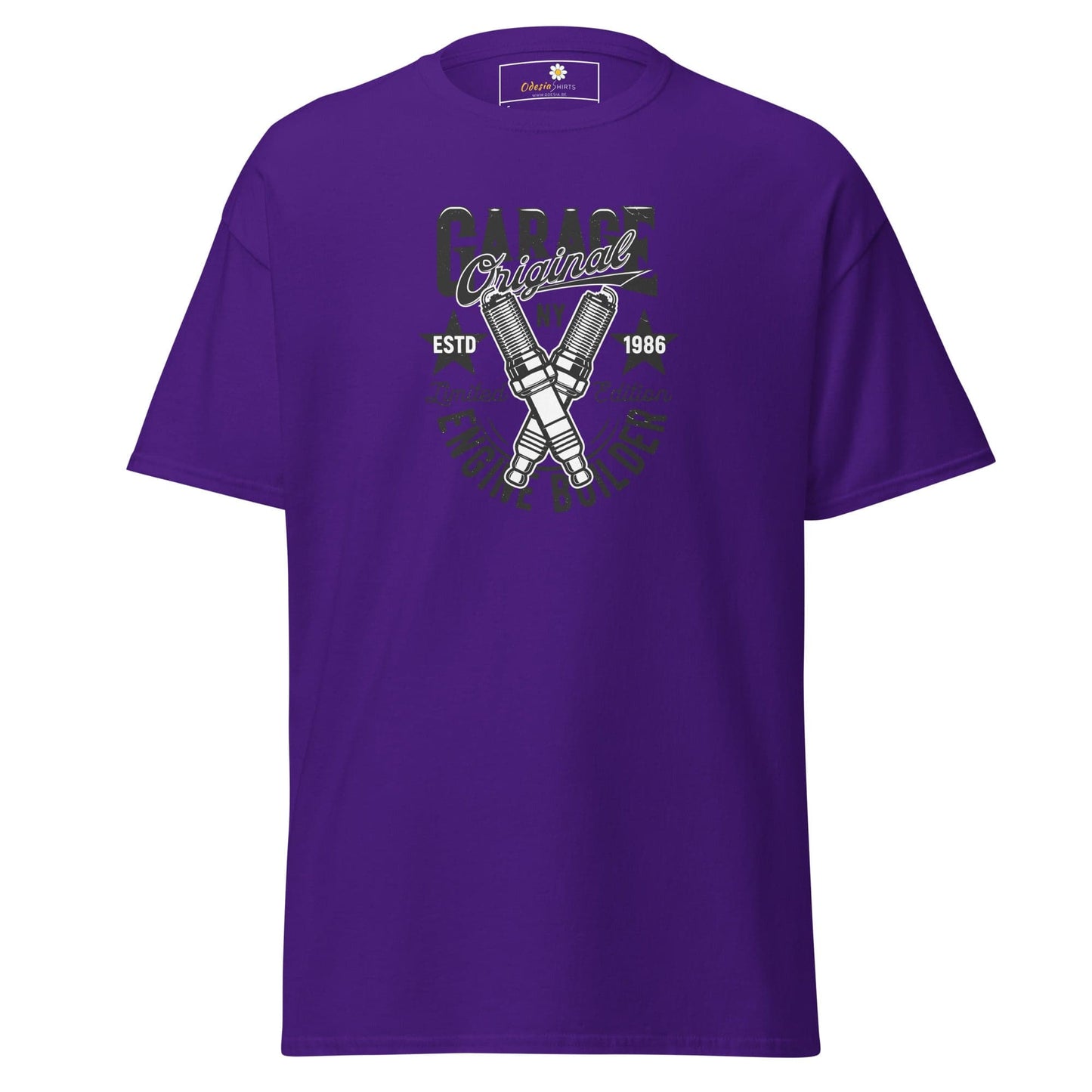 Unisex classic t-shirt - MOTOR GARAGE ENGINE BUILDER - REGULAR - Purple / S