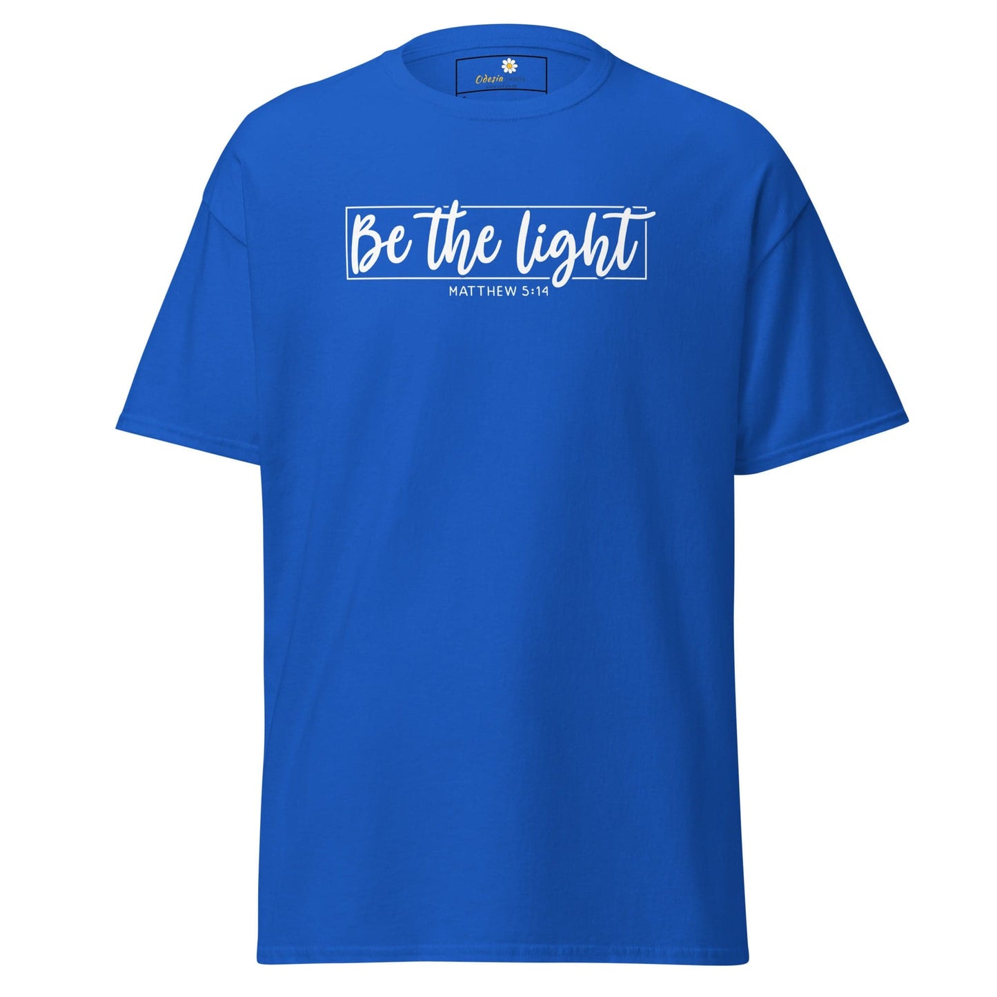 Blue T-shirt with white text from T-SHIRT DESIGN TEE for men and women in sizes S to XL